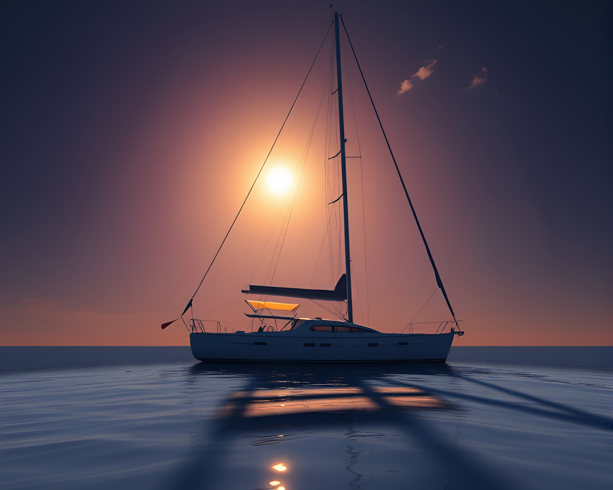 Solar Sailboat Navigating Ether Wind – free AI stock image