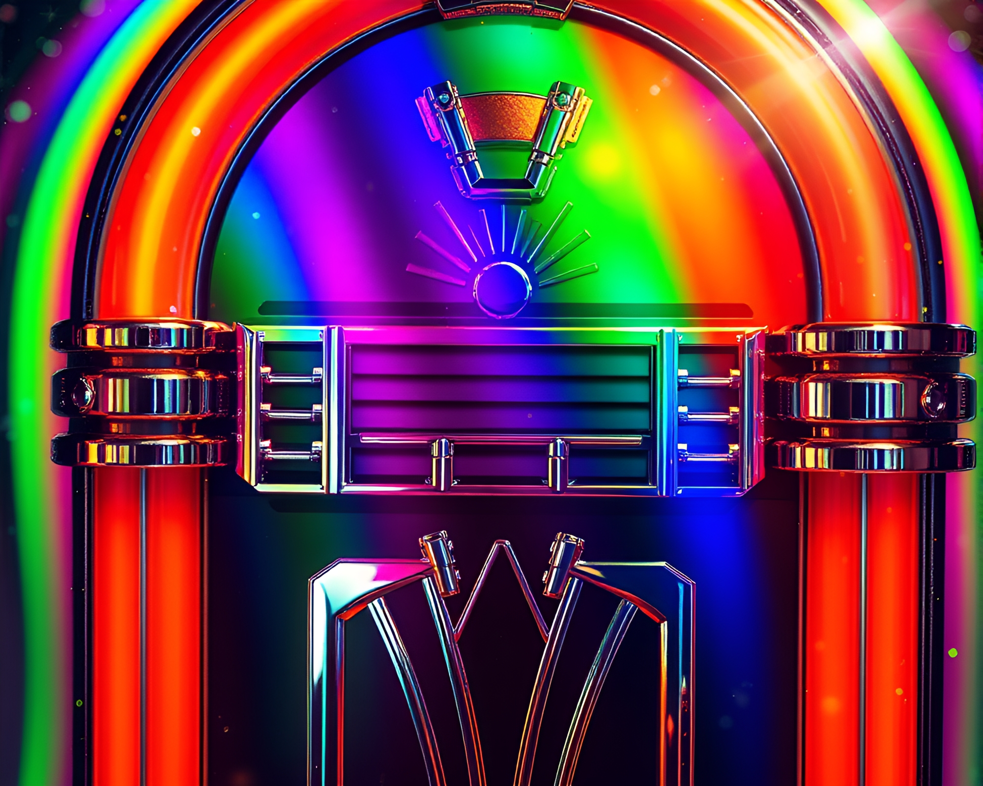 Retro Jukebox Twinkling with Rainbow Refractions – free AI stock image