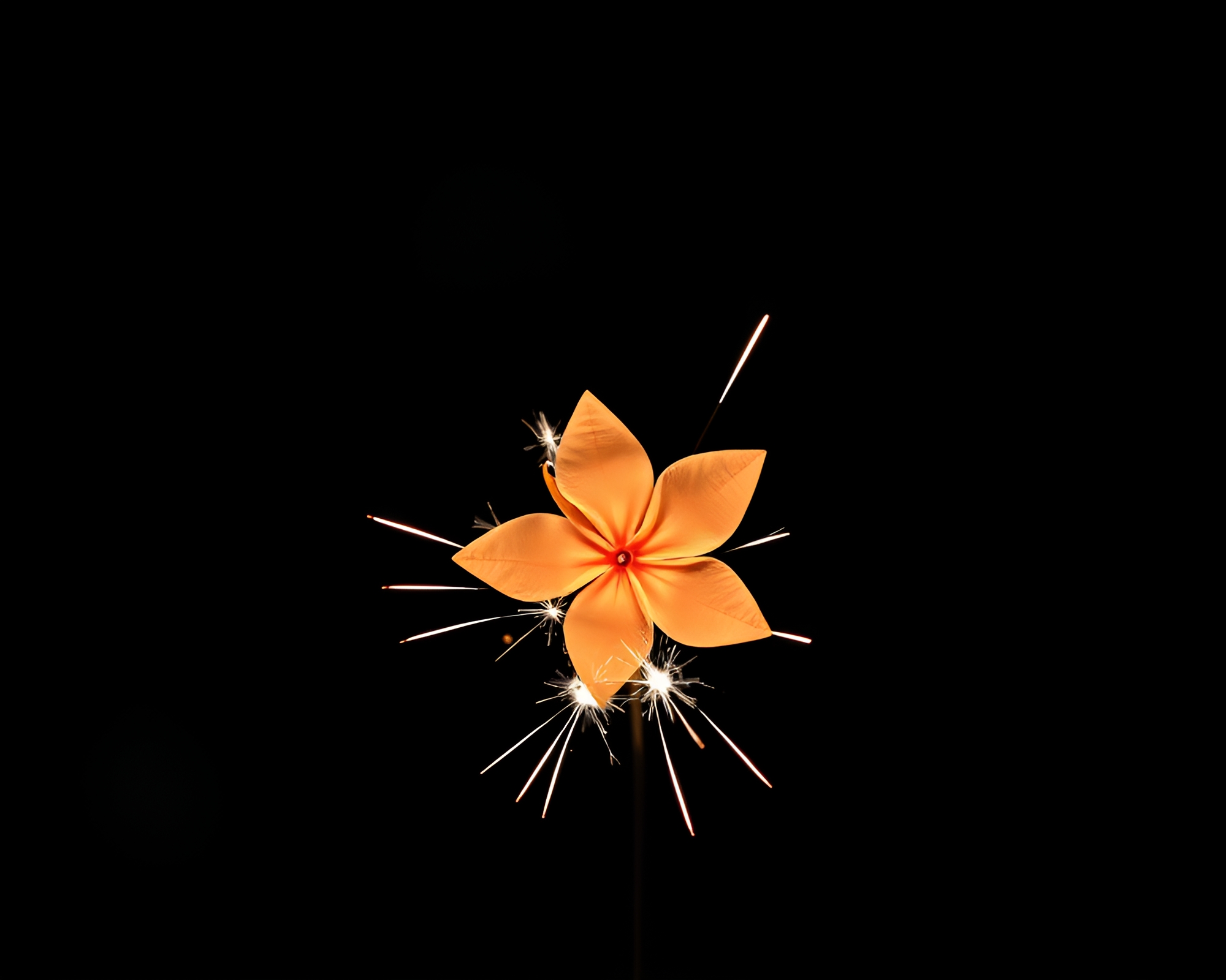 Origami Flower with Sparkler Trails in Low-Key Light – free AI stock image