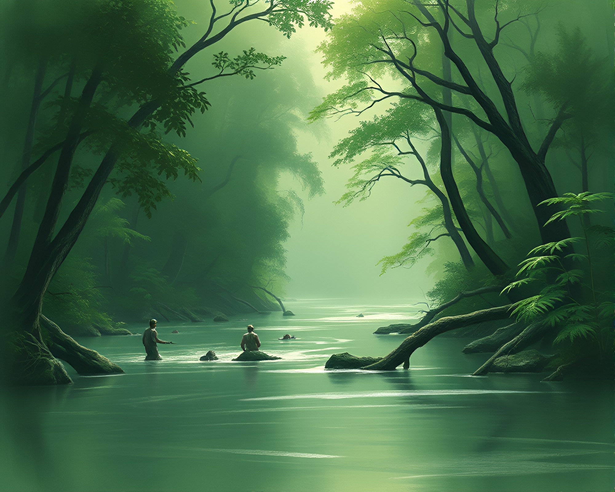 Savage River Mystique: Chalk Cel Shading Fantasy – free AI stock image
