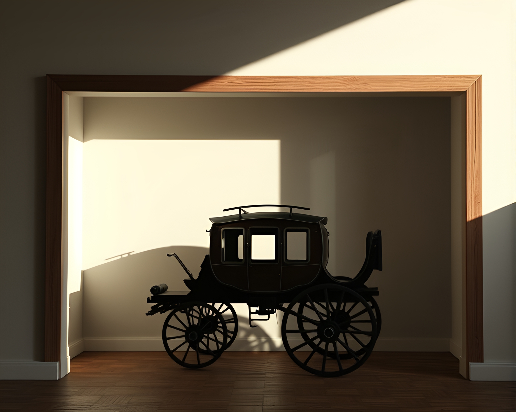 Cubist Stagecoach Through Distorted Attic Shadows – free AI stock image