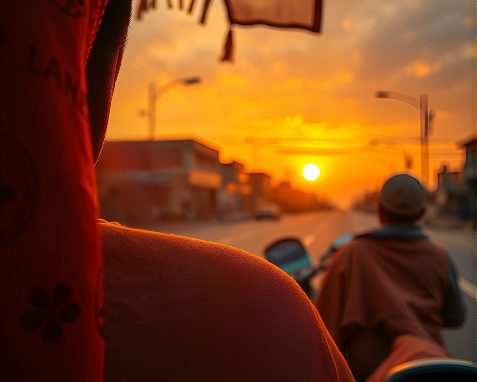 Thermal imaging of embroidered rickshaw at warm sunset