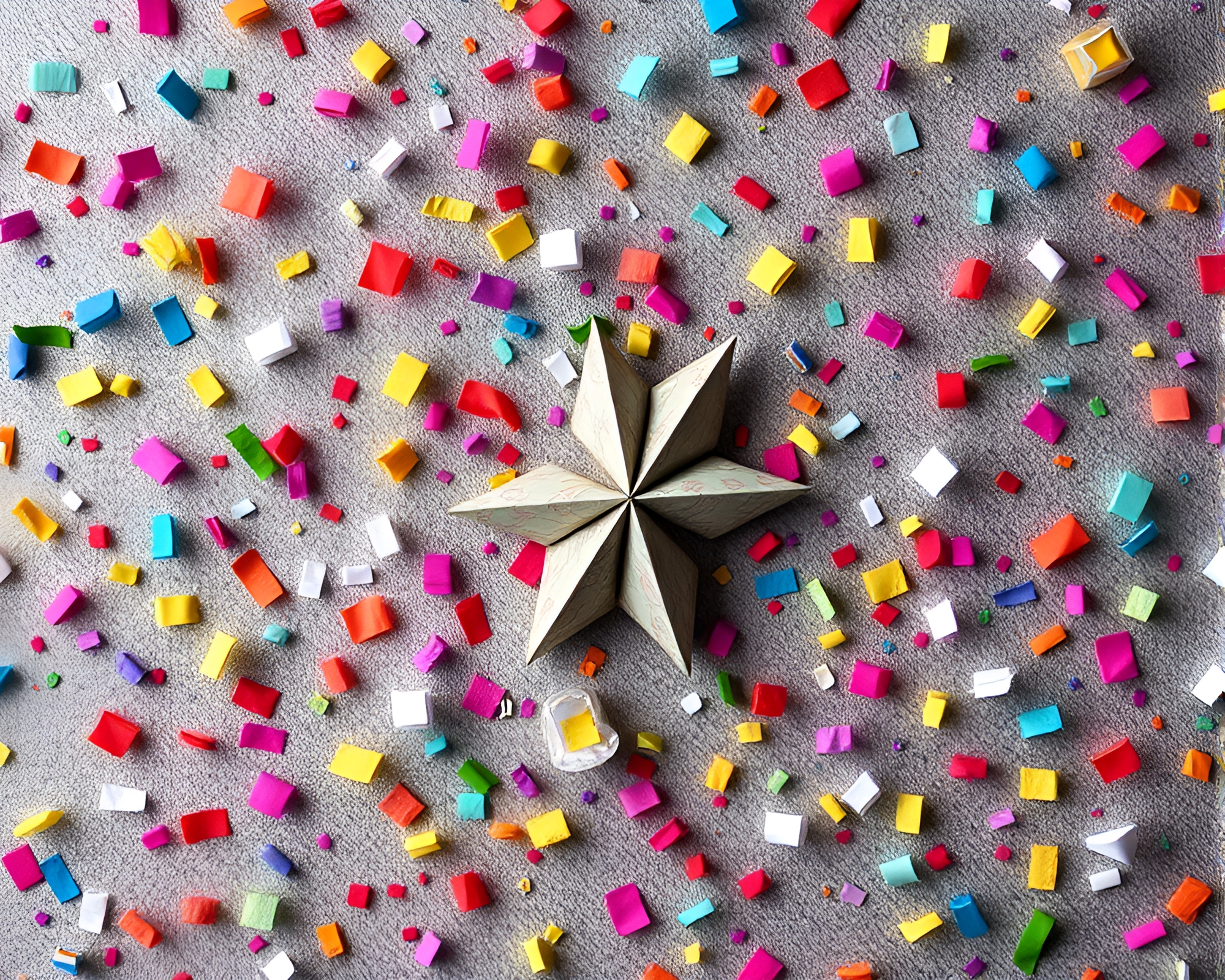 Origami Style Statue in Confetti Color Burst – free AI stock image