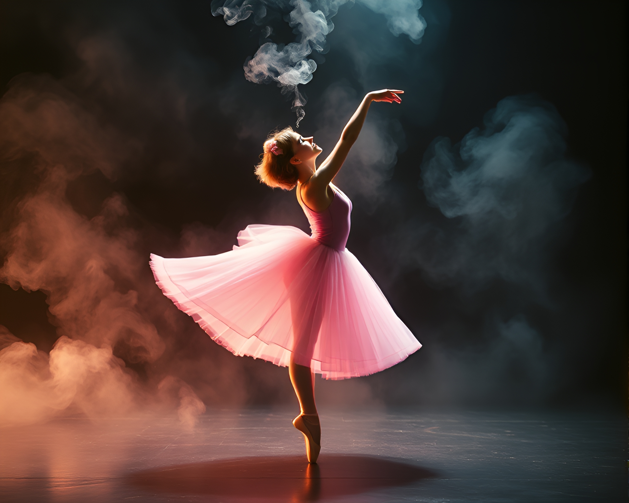 Ethereal Ballet Dancer Surrounded by Steam Vapor – free AI stock image