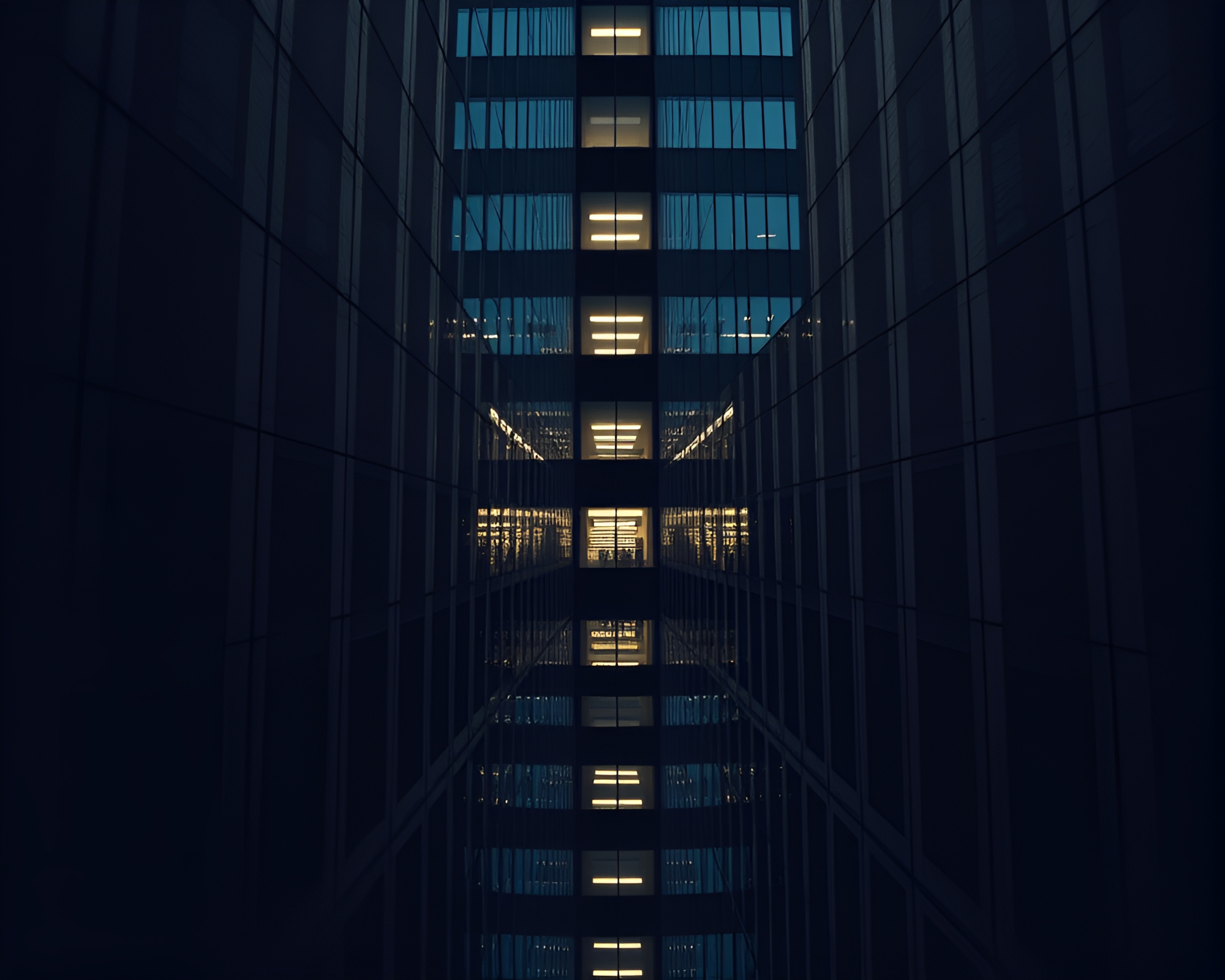 Brutalist Building Double Reflection – free AI stock image