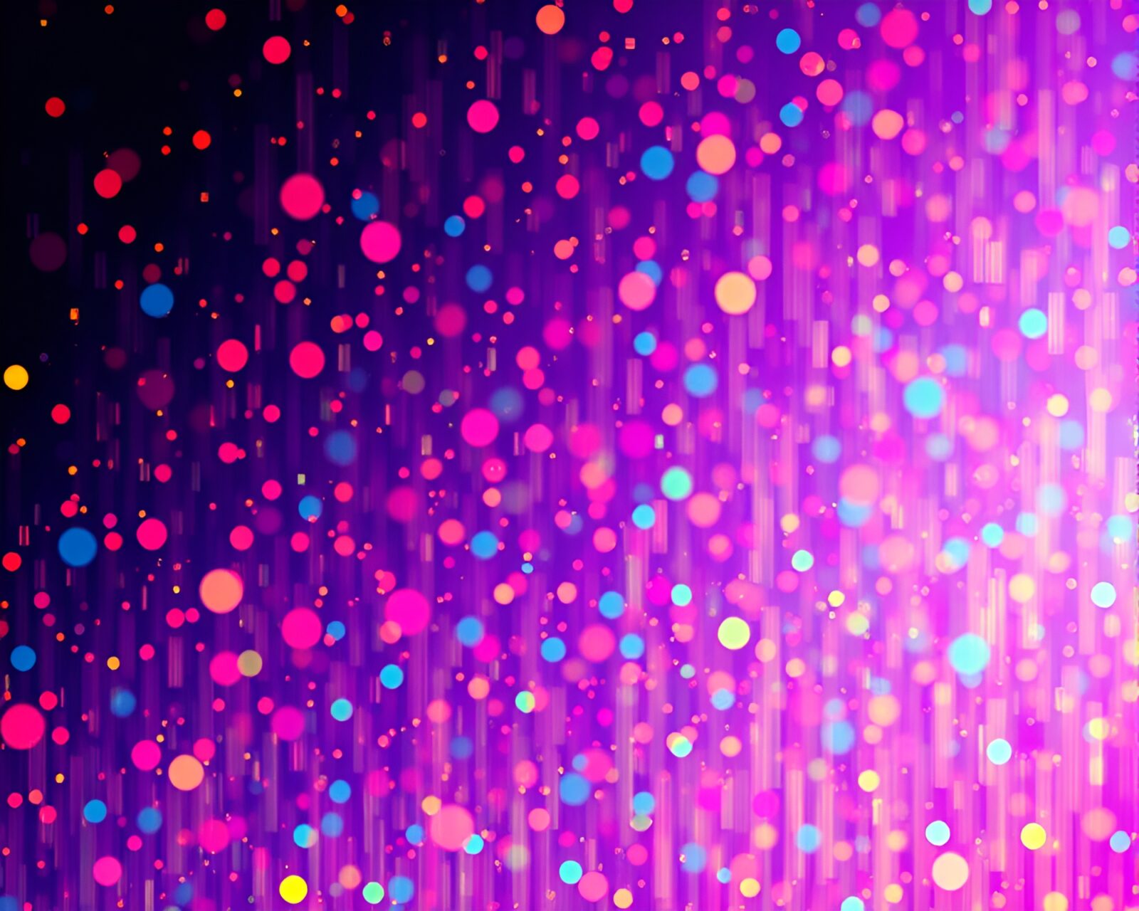 Pointillism style image with vibrant neon colors and confetti bursts