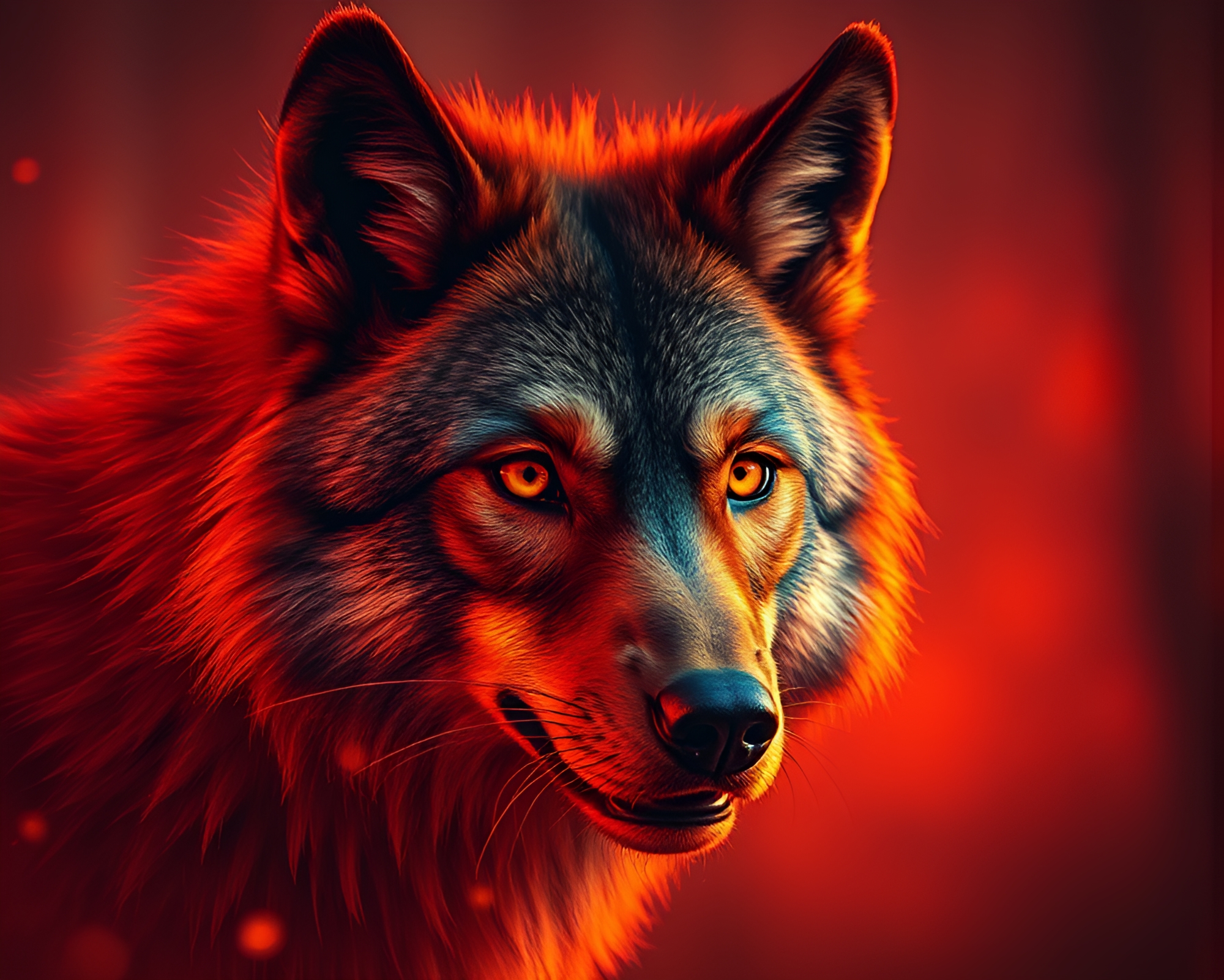 Vibrant Glitched Werewolf in Burnt Orange Abyss – free AI stock image