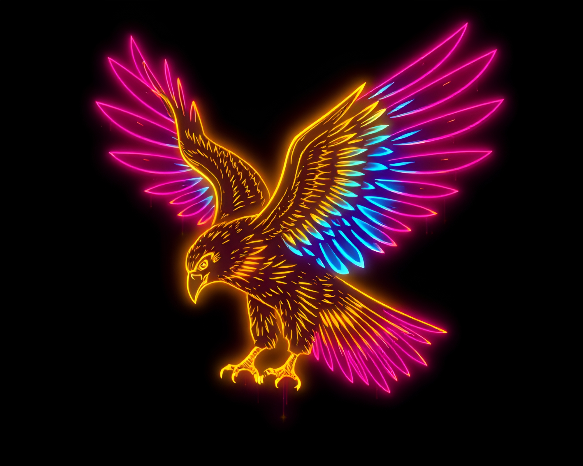 Vibrant Falcon in Graphic Novel Style with Gold Foil Highlights – free AI stock image