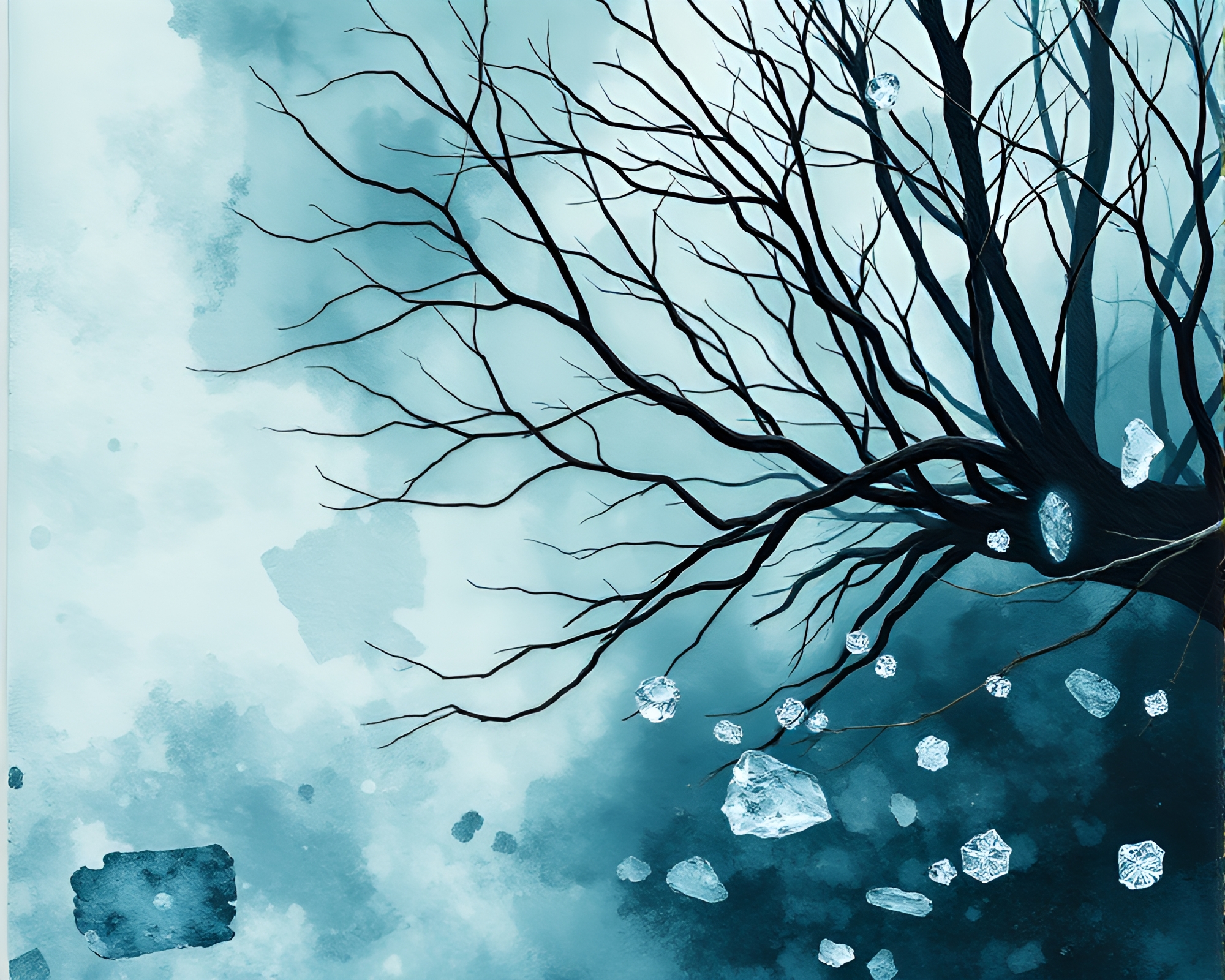 Ice Crystal Mangrove Collage: Acid Palette Fantasy – free AI stock image
