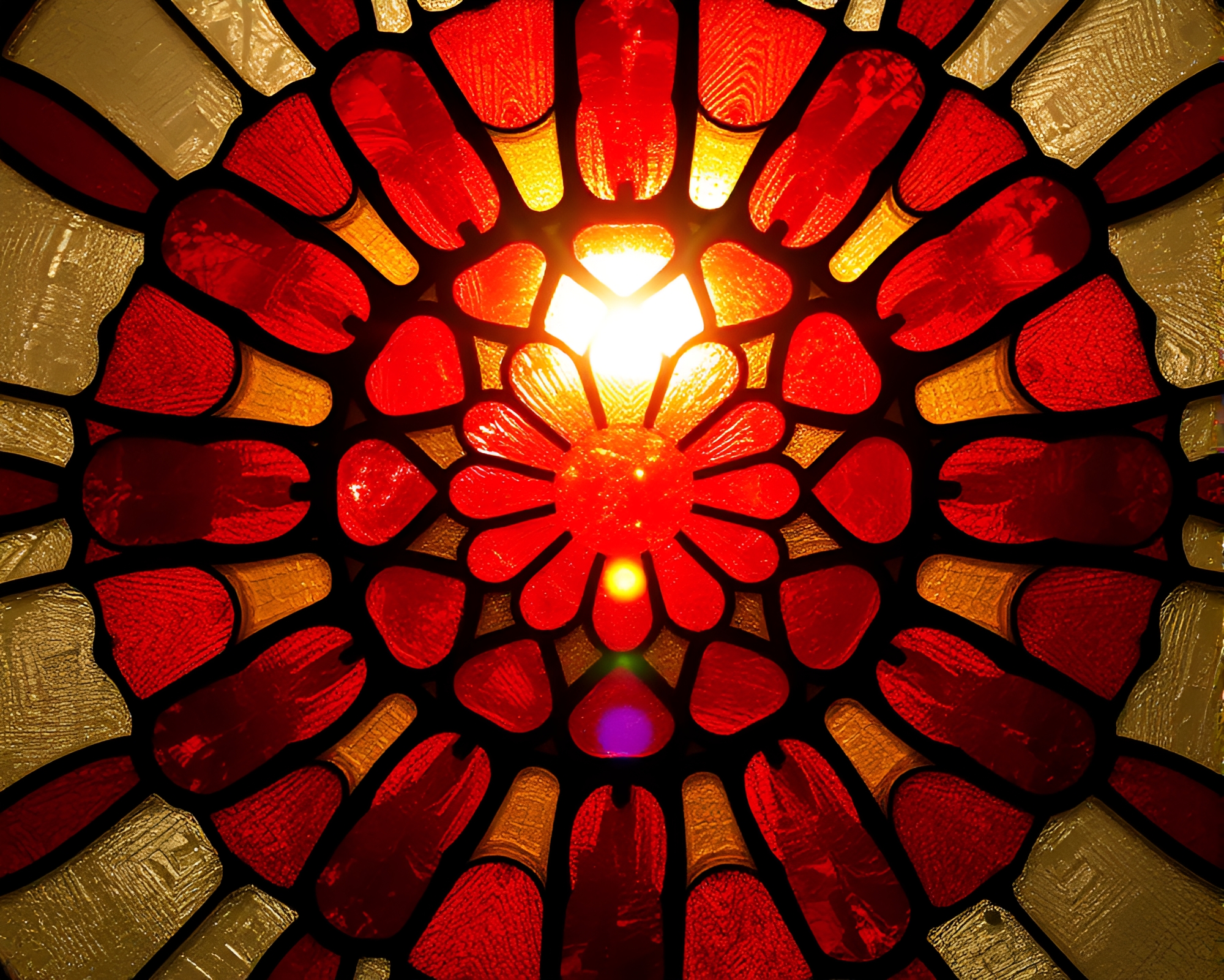 Spring Blossom Stained Glass Sunburst – free AI stock image