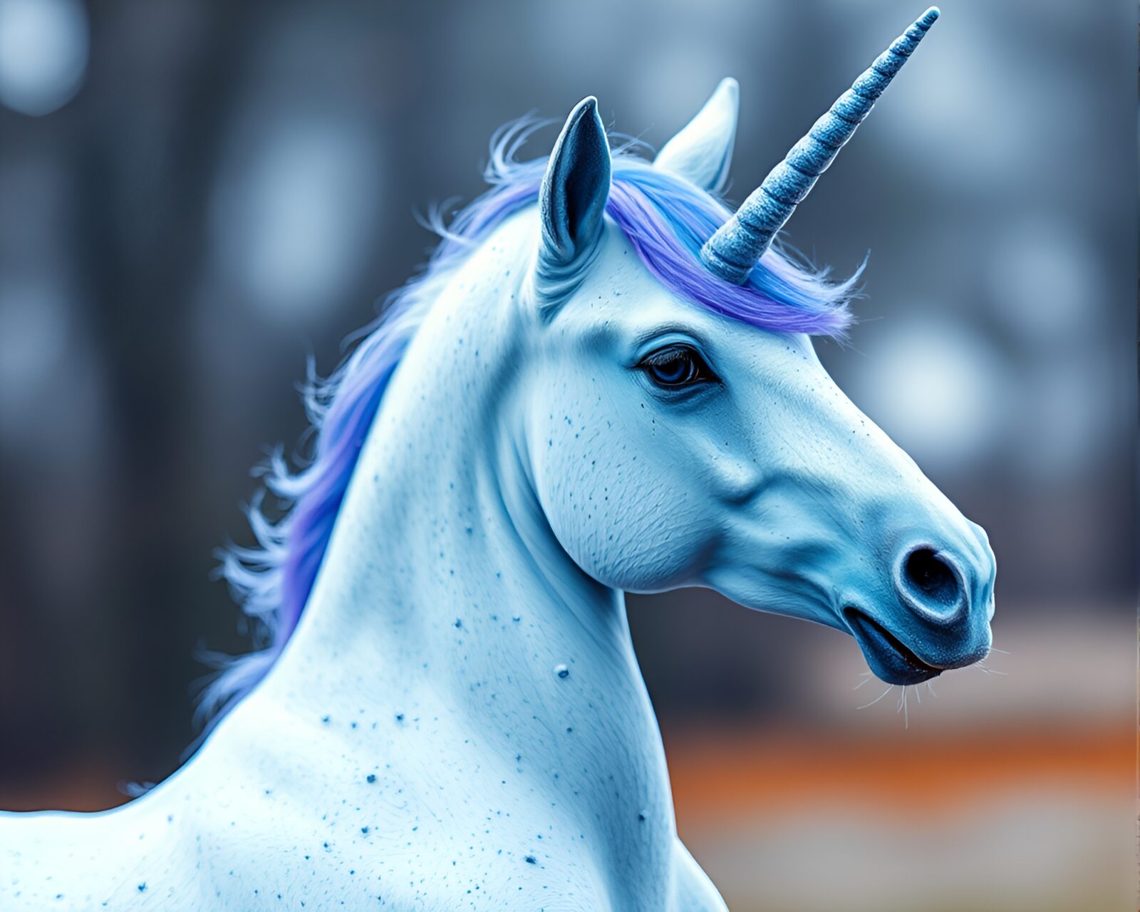Majestic unicorn in glitched cobalt blue surroundings