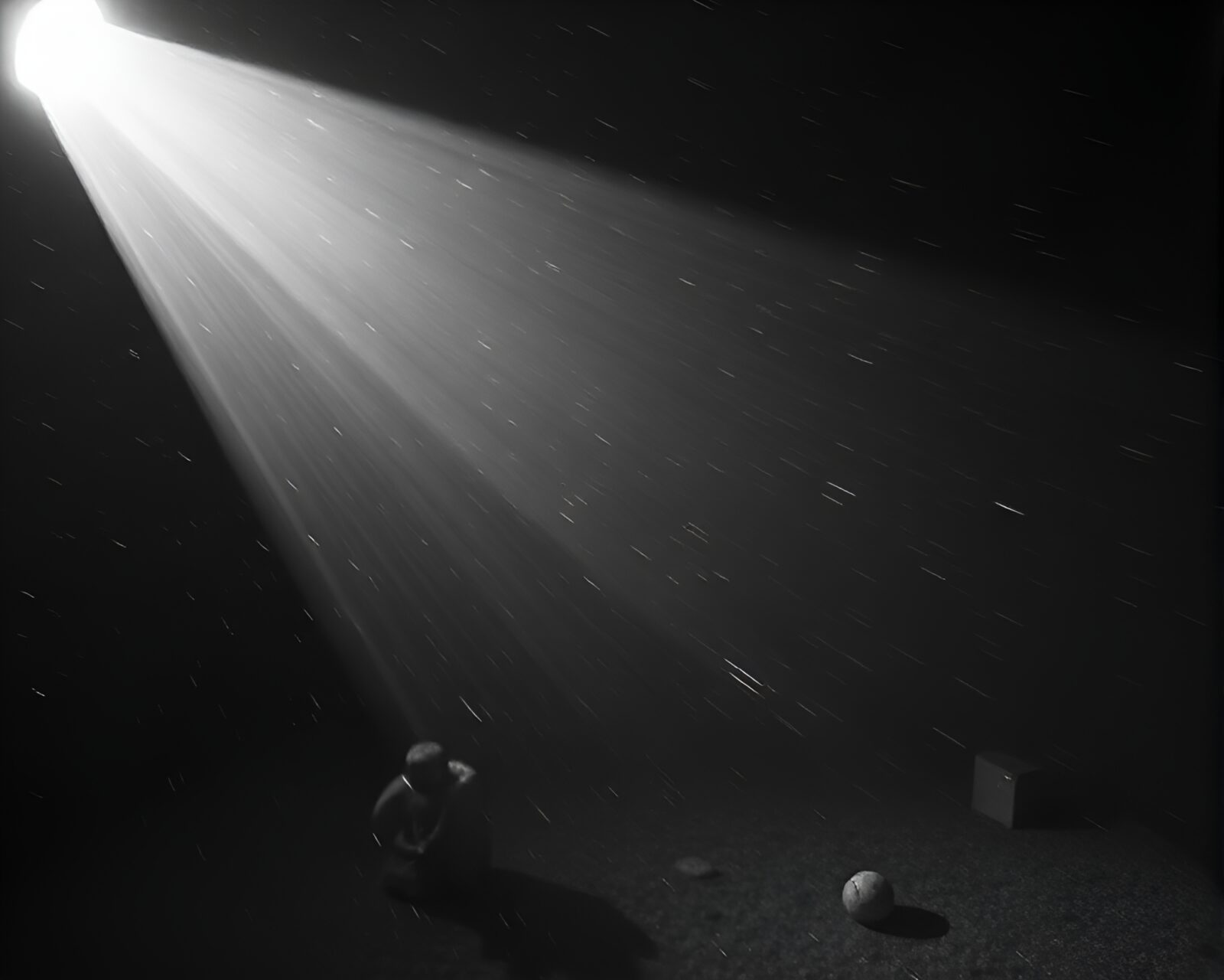 A mysterious monolith surrounded by eerie cosmic lighting