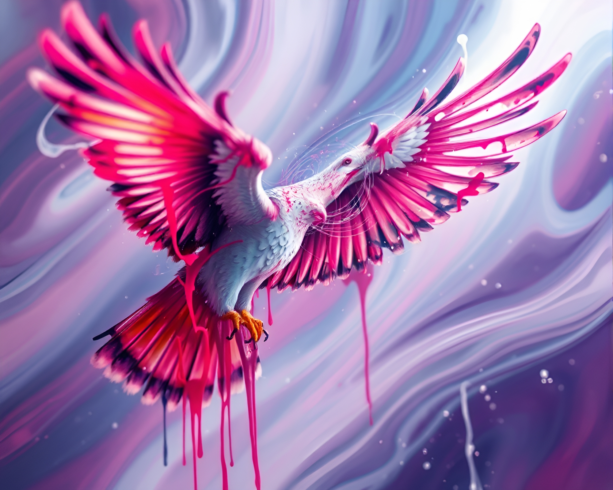 Falcon Soaring Through Milky Way Spray Paint Galaxy – free AI stock image