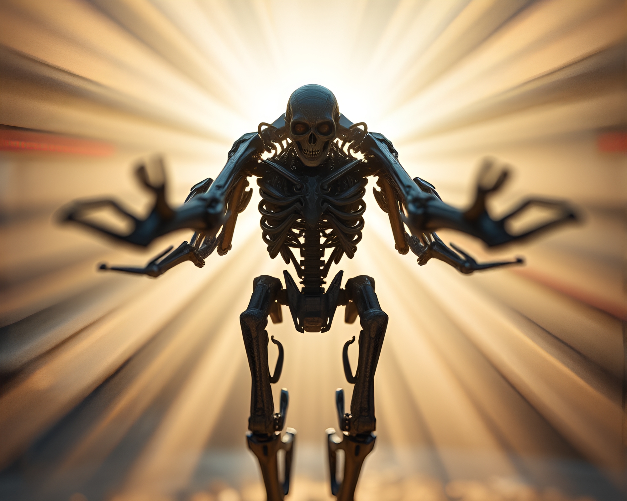 Futuristic Exoskeleton Suit in Tilt-Shift God Rays – free AI stock image
