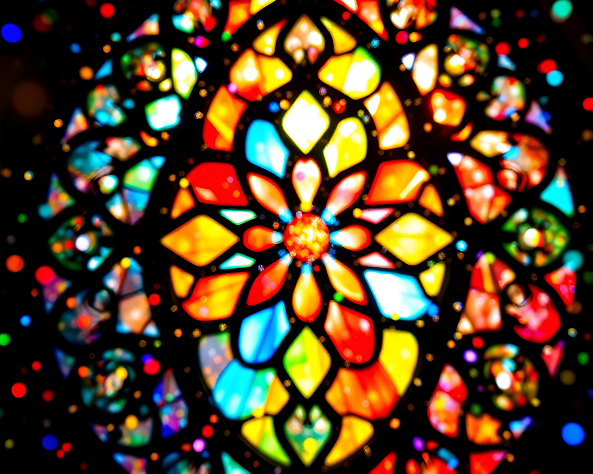 Vibrant Algorithmic Stained-Glass Window Art – free AI stock image