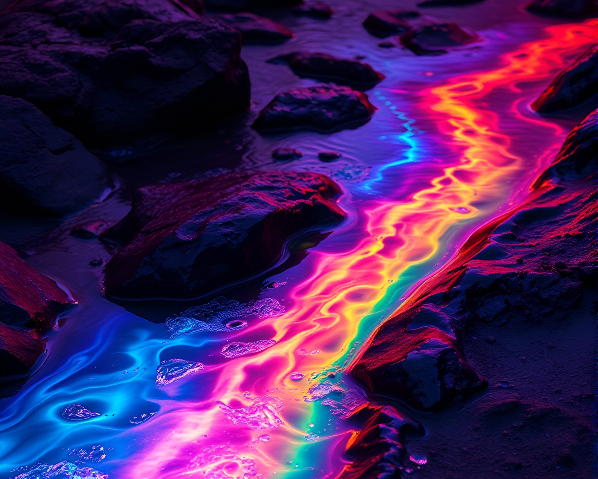 LED Hot Spring Oil Slick Rainbow Composition – free AI stock image