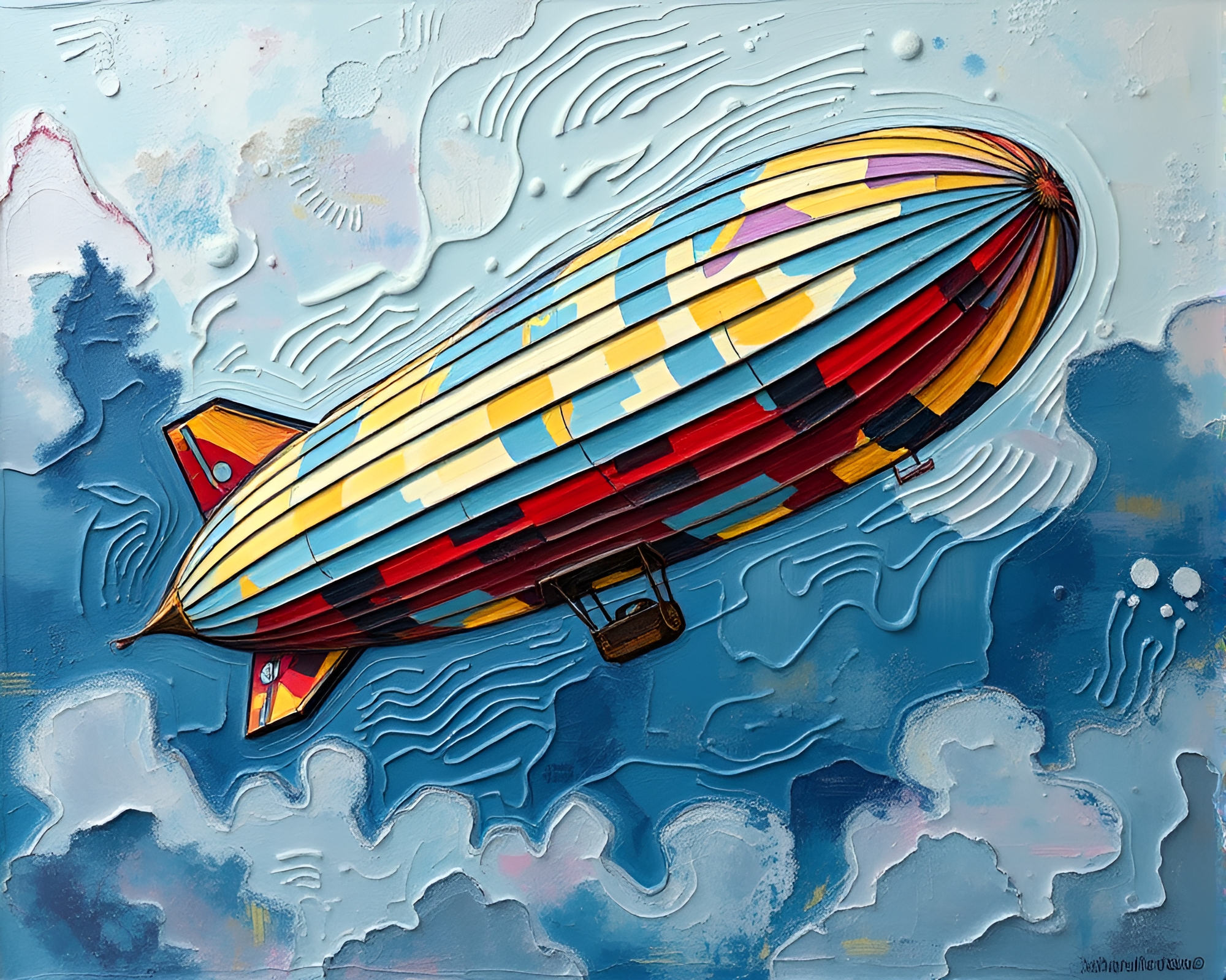 Vibrant Zeppelin Graffiti with Rich Impasto Texture – free AI stock image