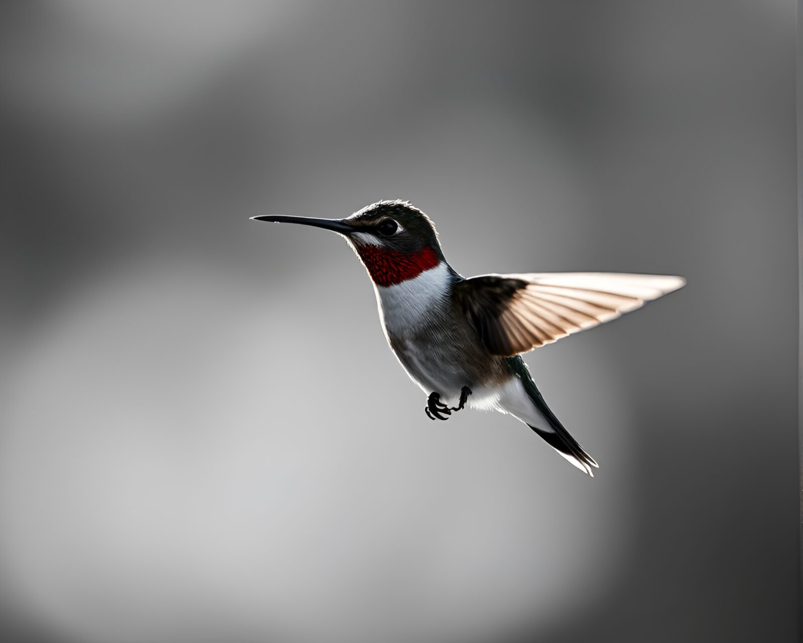 Shaded strokes of a hummingbird in a frozen blur