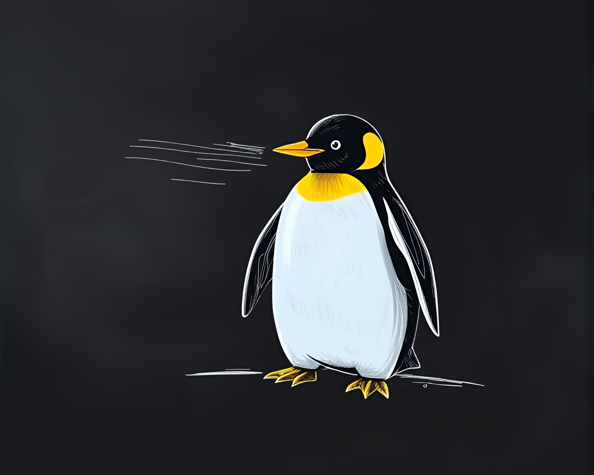 Prismatic Penguin Chalkboard Drawing – free AI stock image