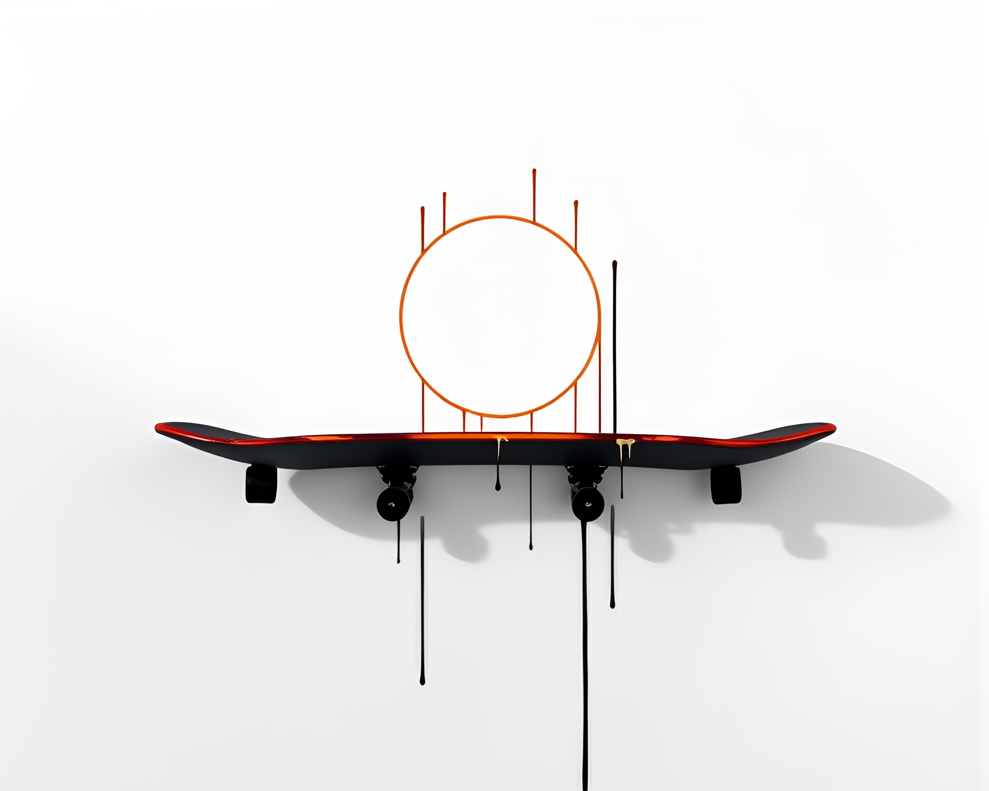 Eclipse Skateboard Minimalist Design with Paint Drips – free AI stock image