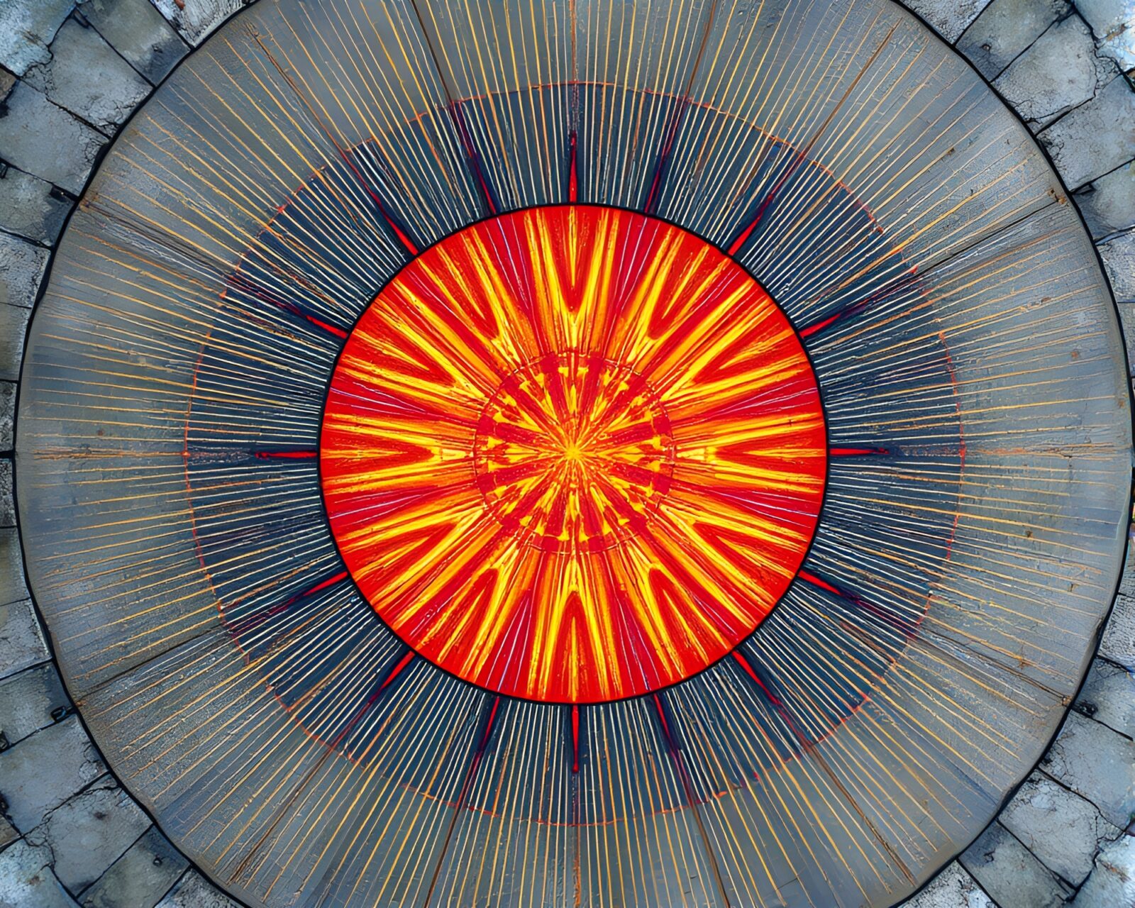 Vibrant divisionism art of a mystical stone circle