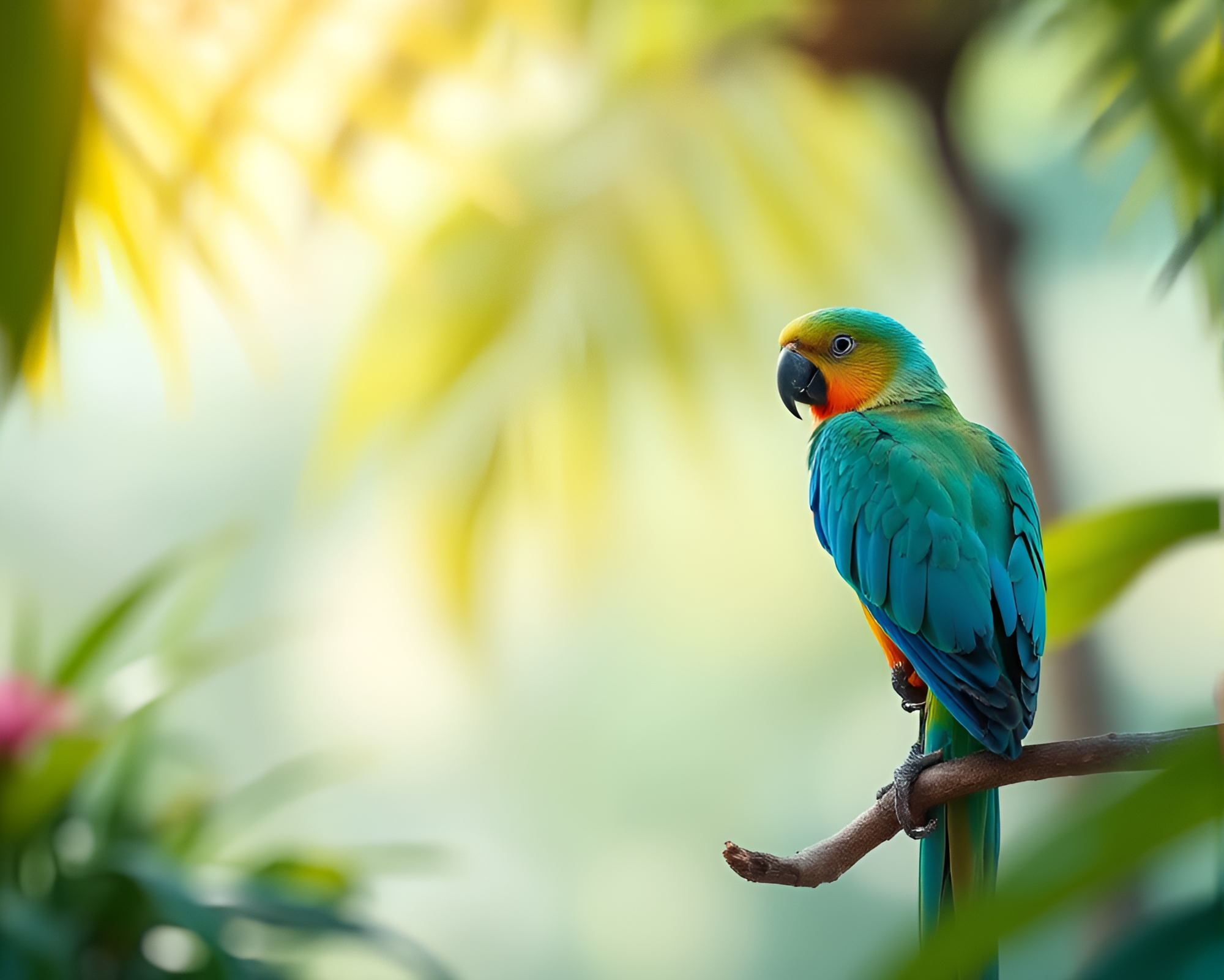Vibrant Vector Parrot in Tropical Oasis – free AI stock image