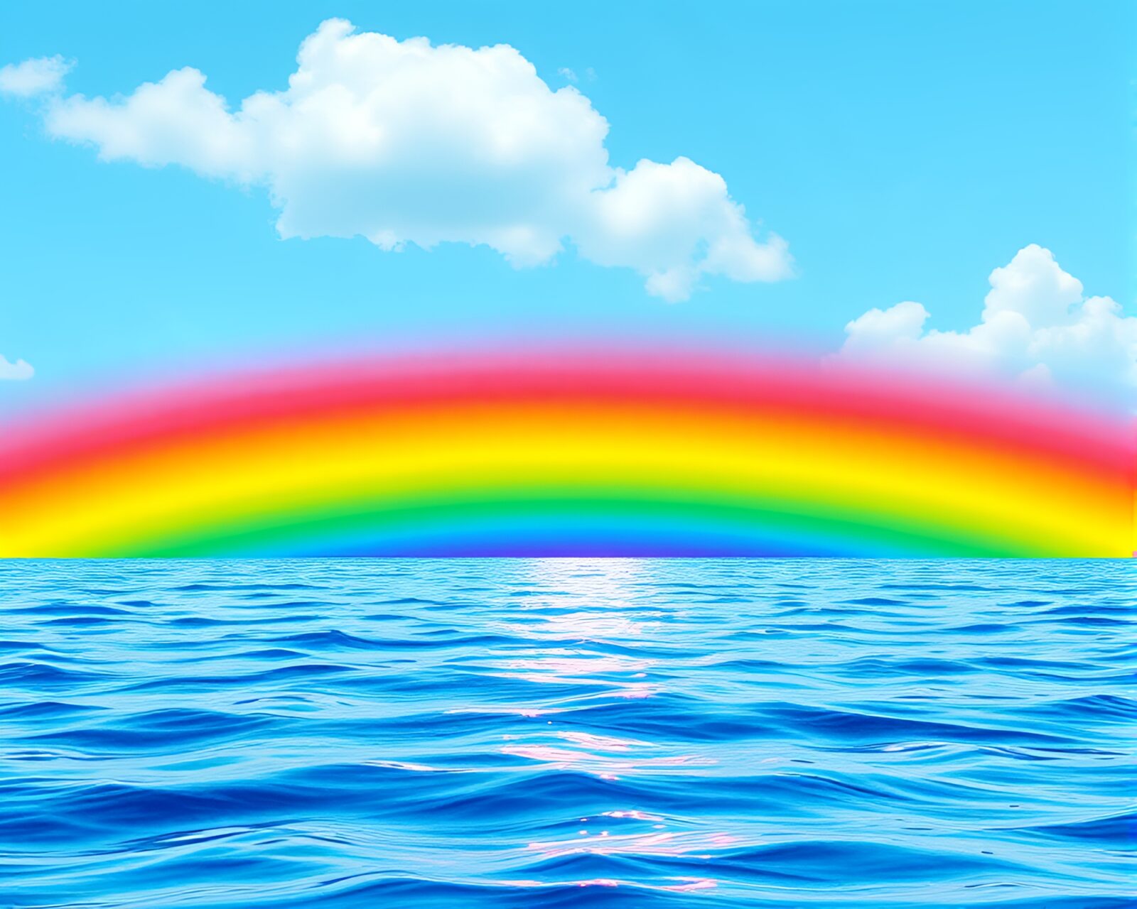 Vibrant cloth simulation sea plane surrounded by rainbow light