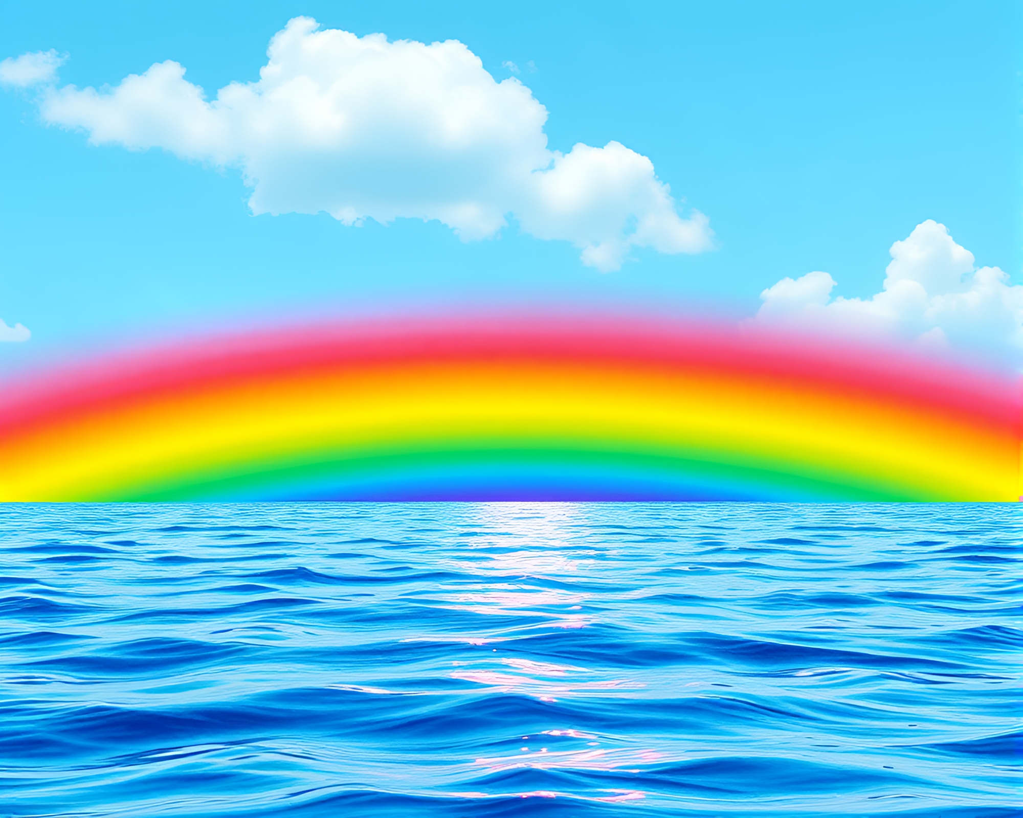 Rainbow Spectrum Sea Plane Center Composition – free AI stock image