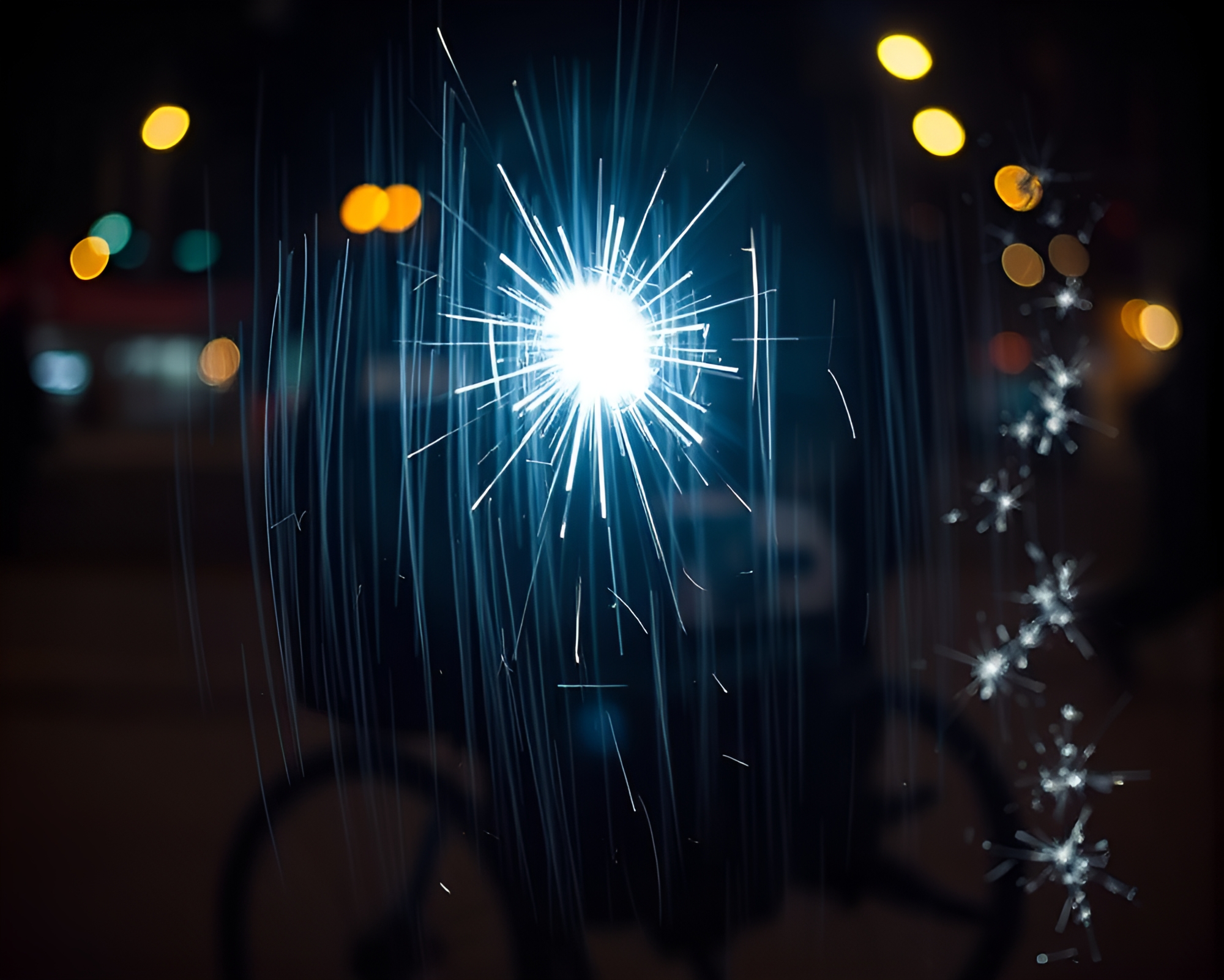 Rickshaw Ride Through Chalkboard Fairy Lights – free AI stock image