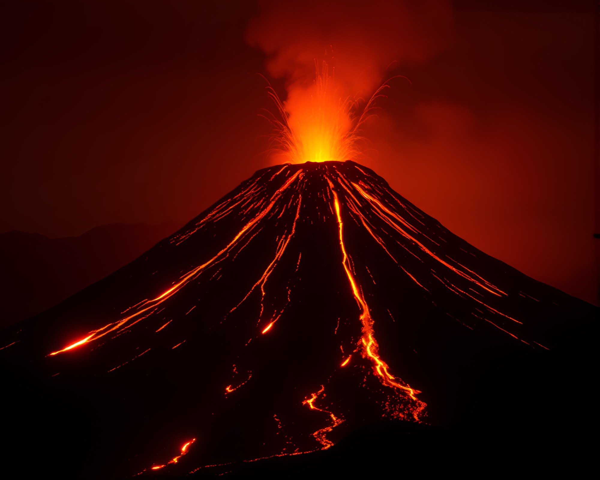 Ethereal Pixelated Volcanic Eruption with Light Leaks – free AI stock image