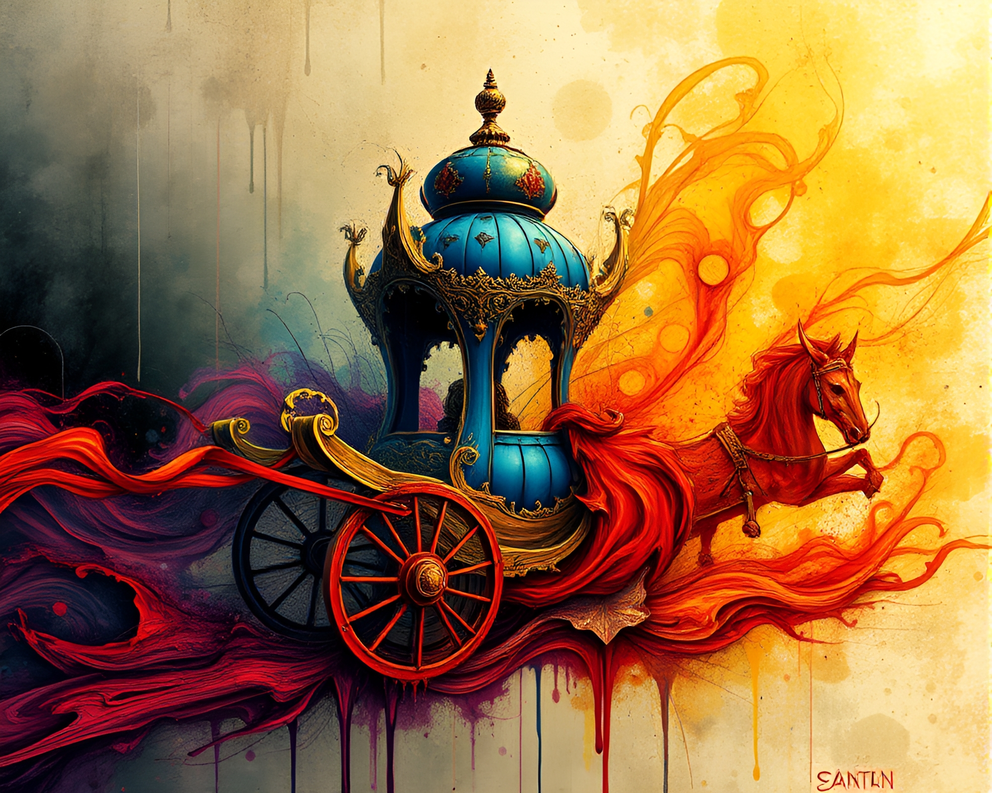 Chariot of the Dripping Paint Realm – free AI stock image