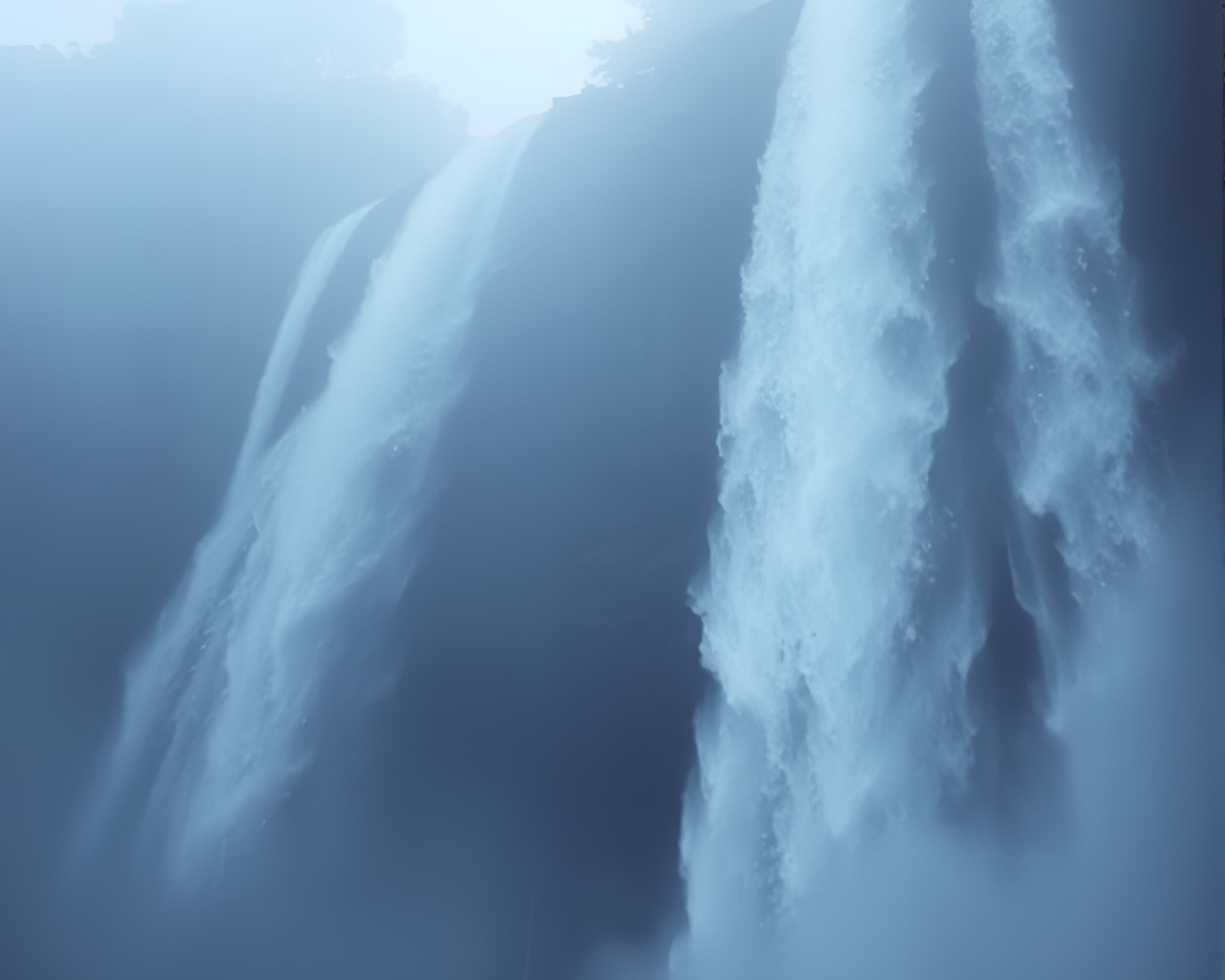Dystopian Waterfall Film Burn Landscape – free AI stock image