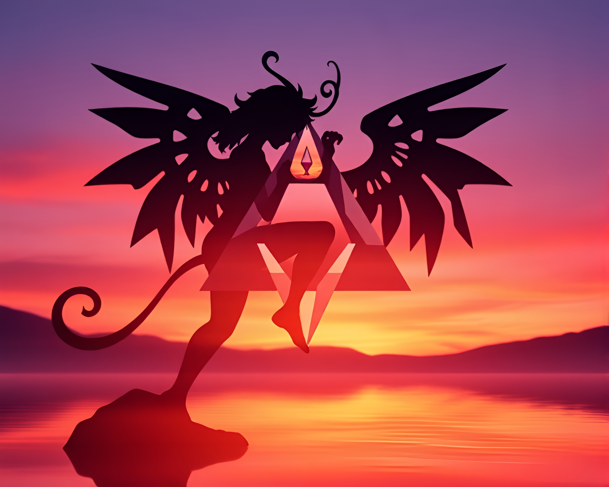 Prismatic Nymph Reflected Silhouette – free AI stock image