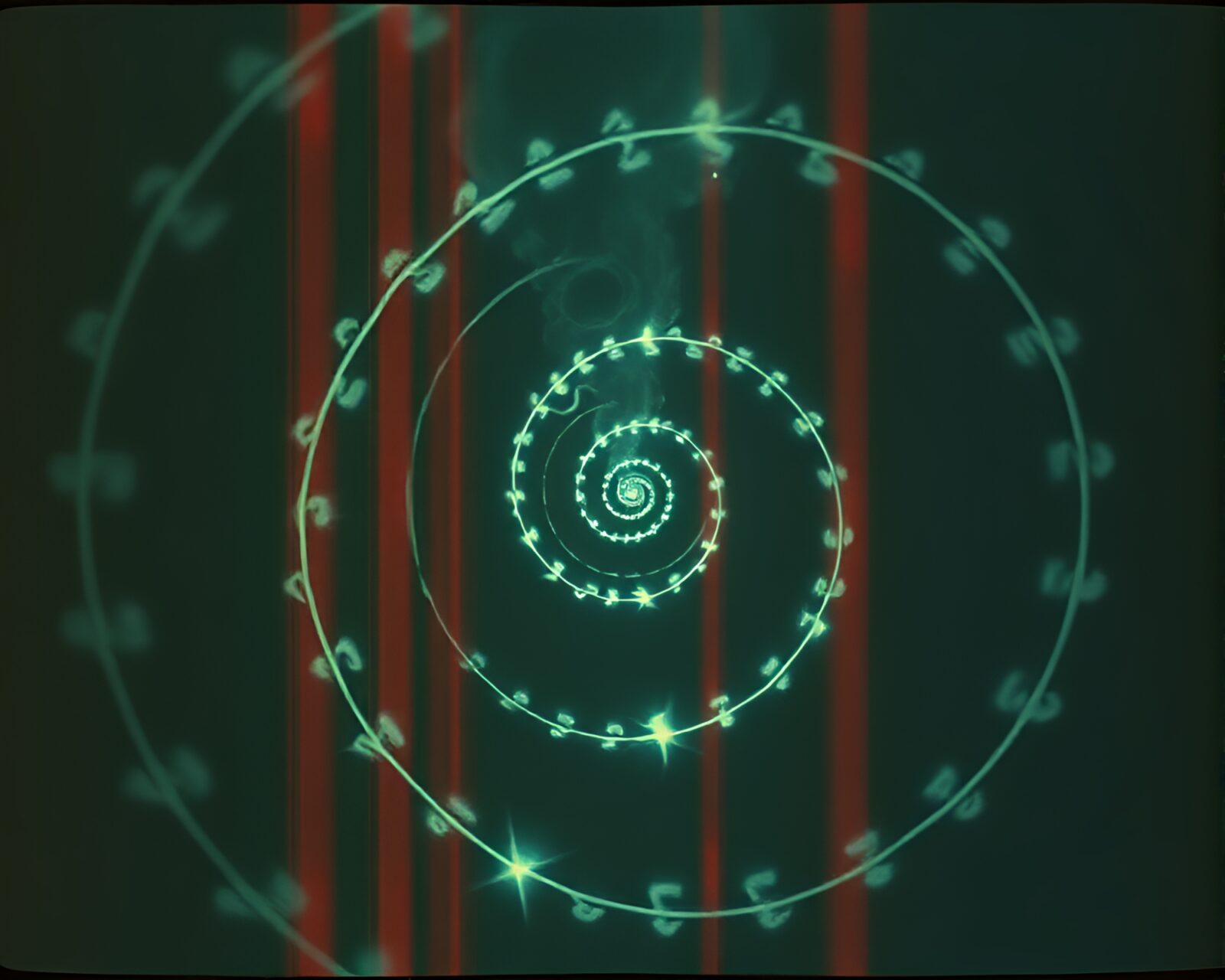 Mysterious x-ray style image of a spiral siren woman