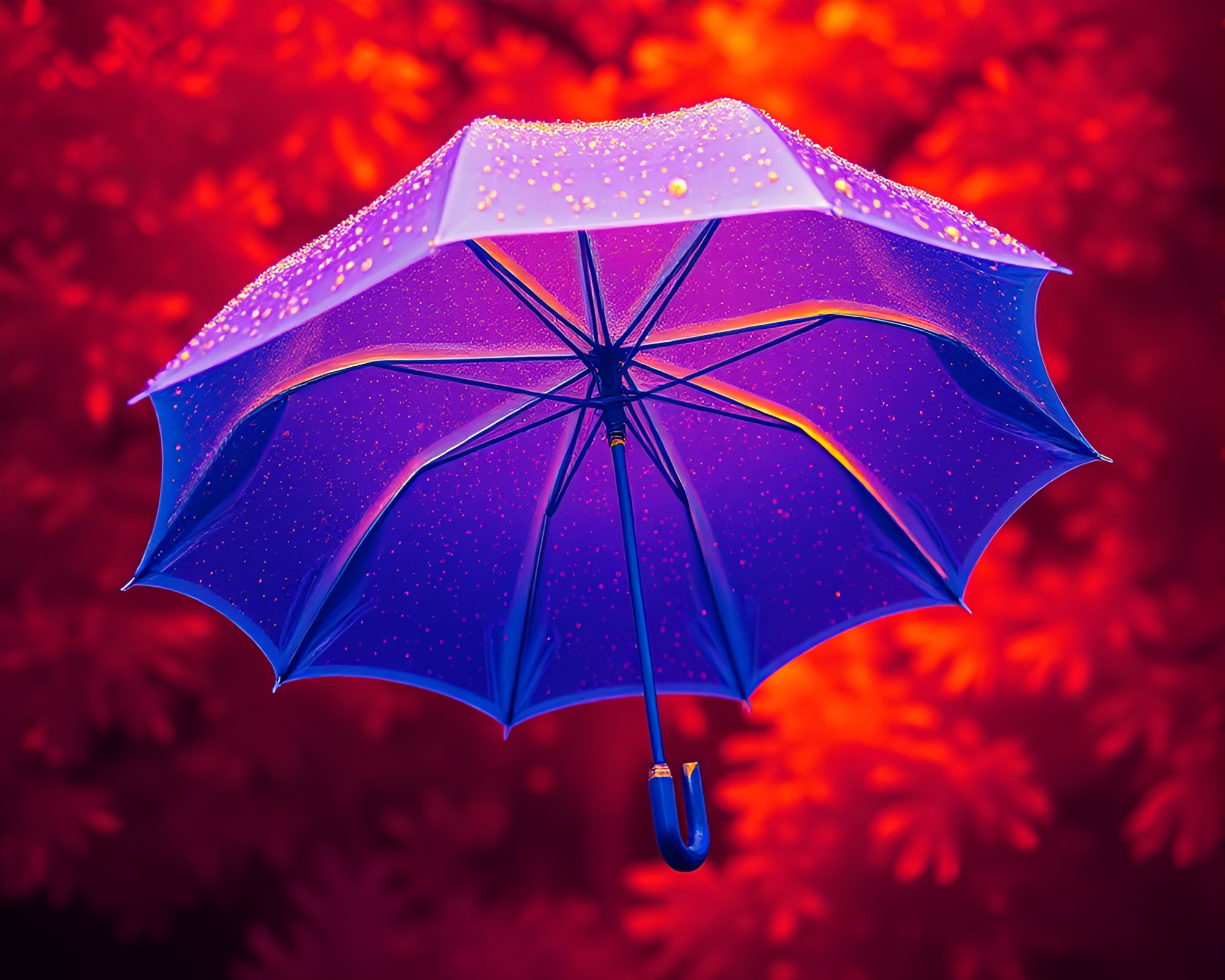 Vibrant Thermal Umbrella Glow in Grain Overlay Composition – free AI stock image