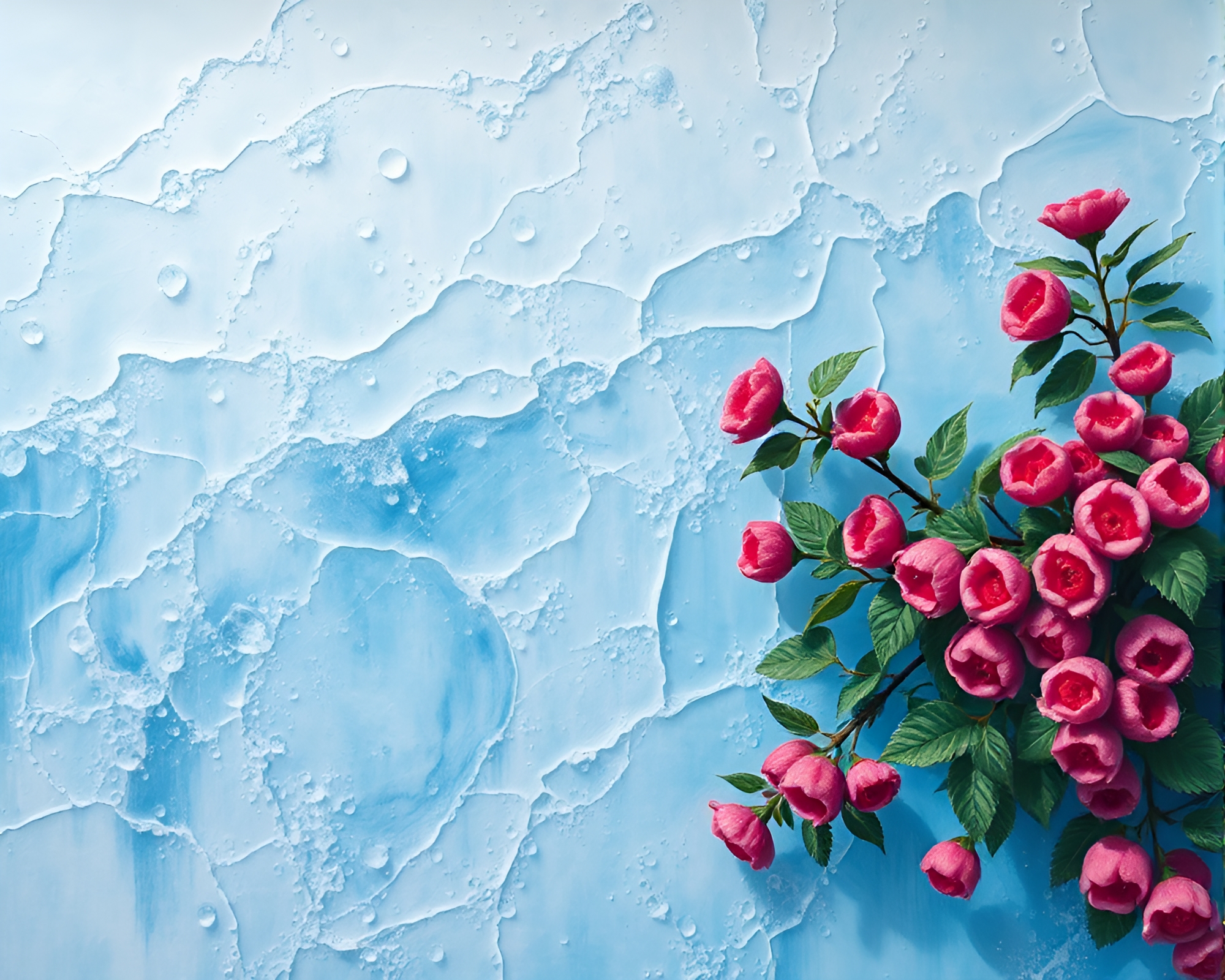 Raspberry Bush Reflections in Distorted Water – free AI stock image