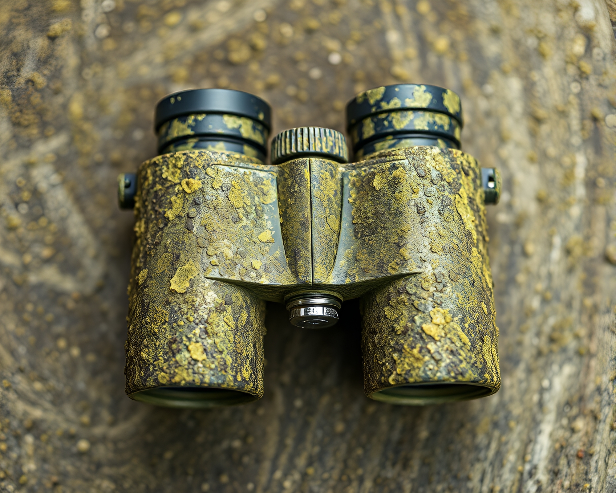 Mossy Binoculars: Earthy Vision in Crosshatch – free AI stock image