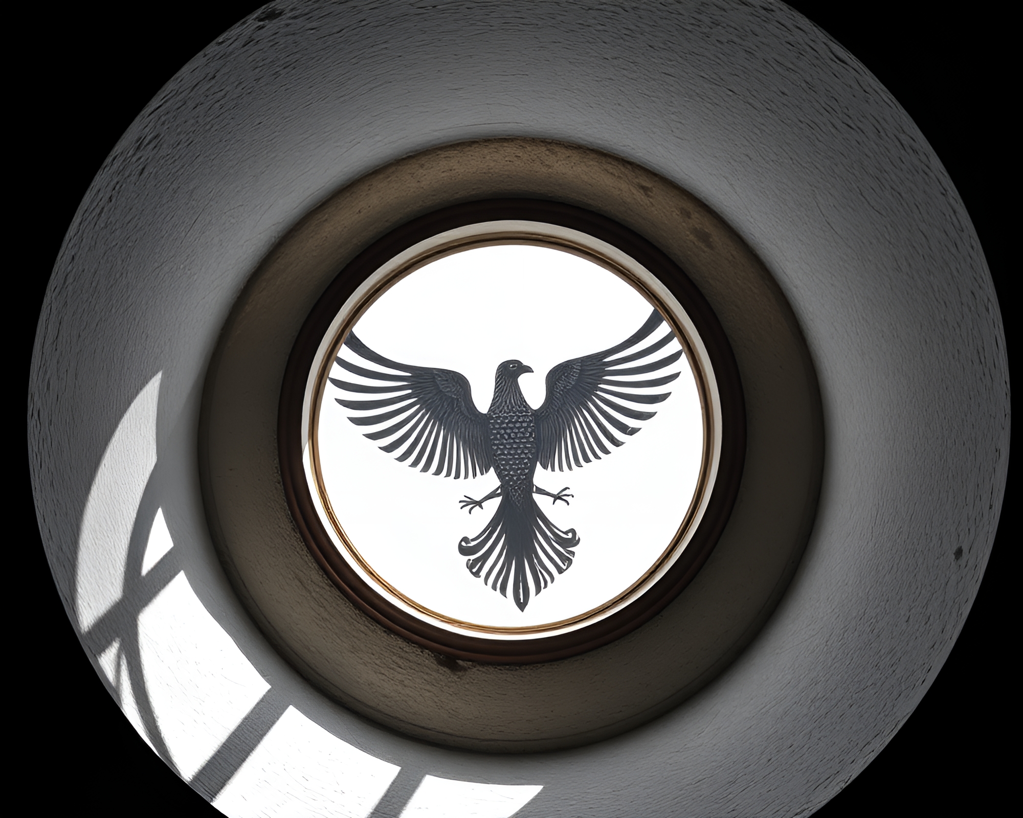 Majestic Phoenix in Circular Shadows – free AI stock image