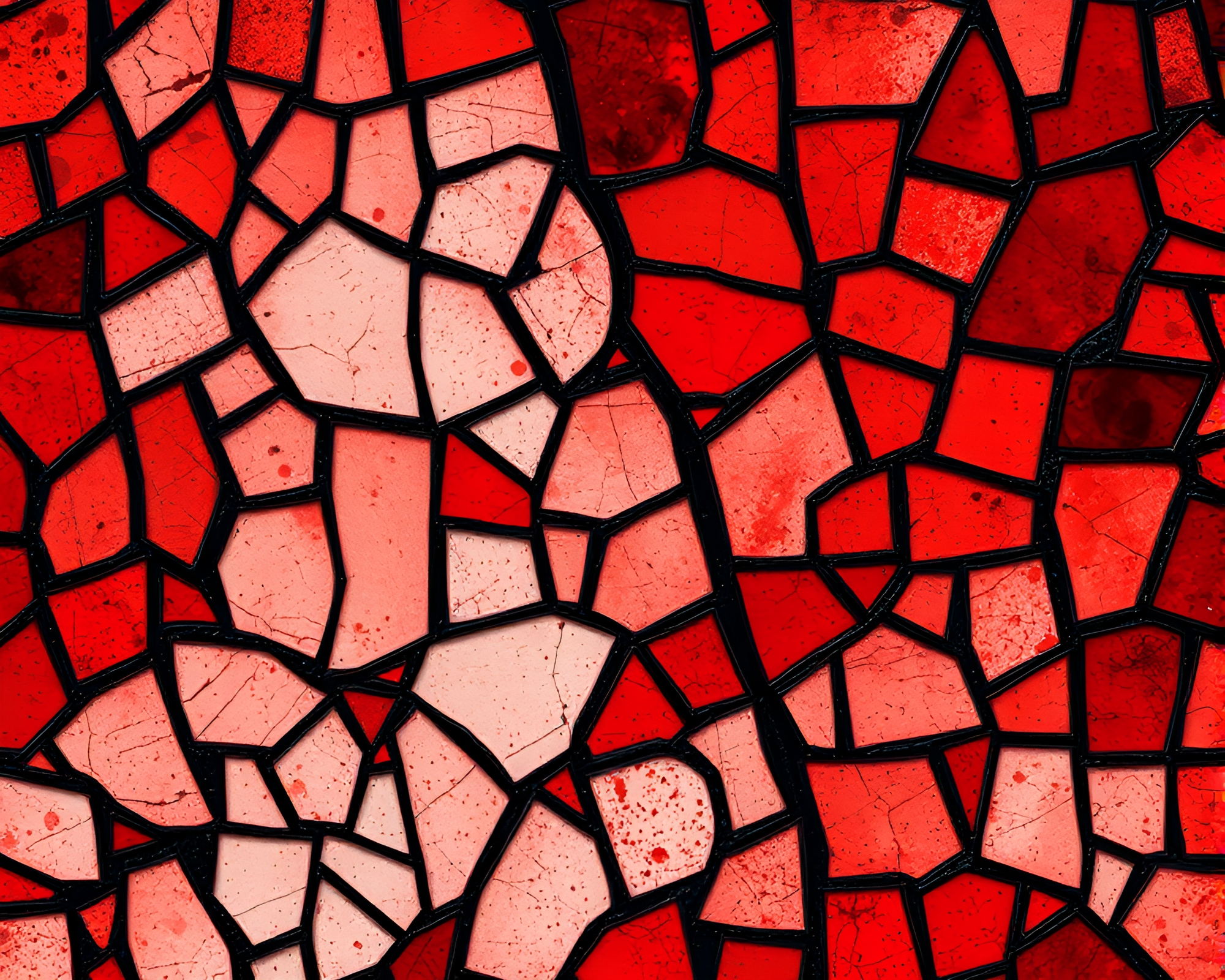 Ink-stained Glass Mosaic: Brick Red Calligraphy Fragments – free AI stock image