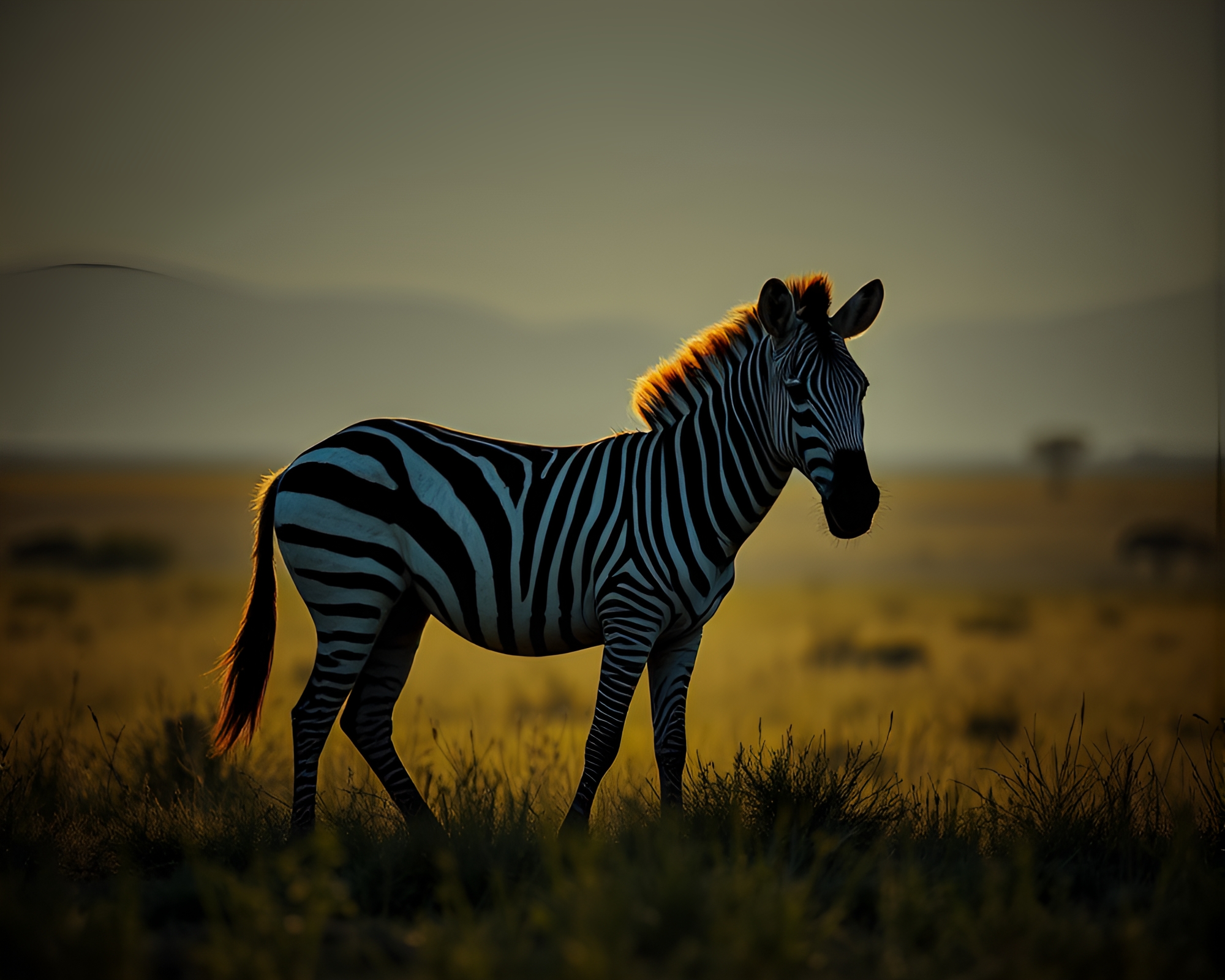 Zebra Silhouette at Lemon Sunset – free AI stock image