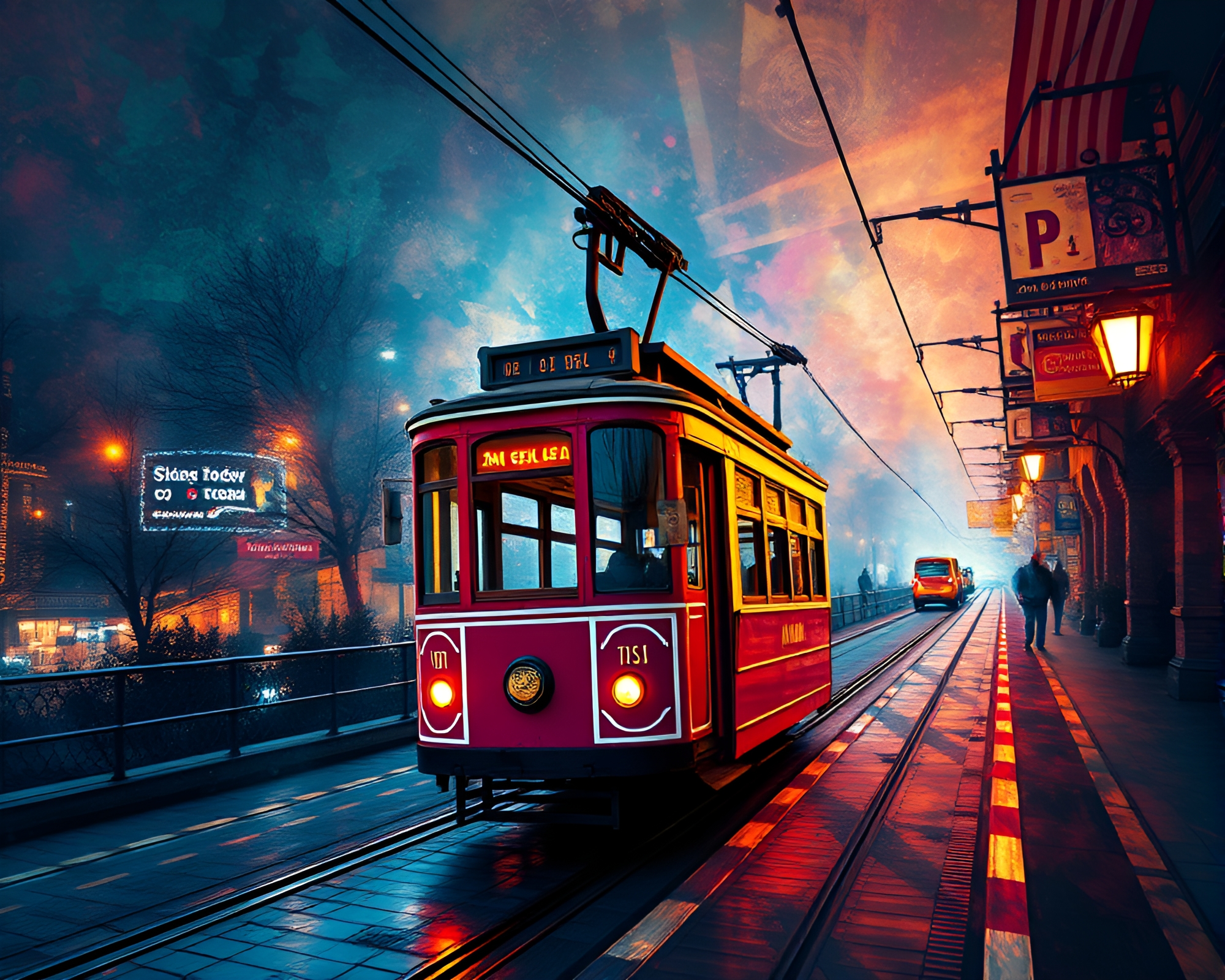 Fractal Cable Car Journey in Analogous Tones – free AI stock image