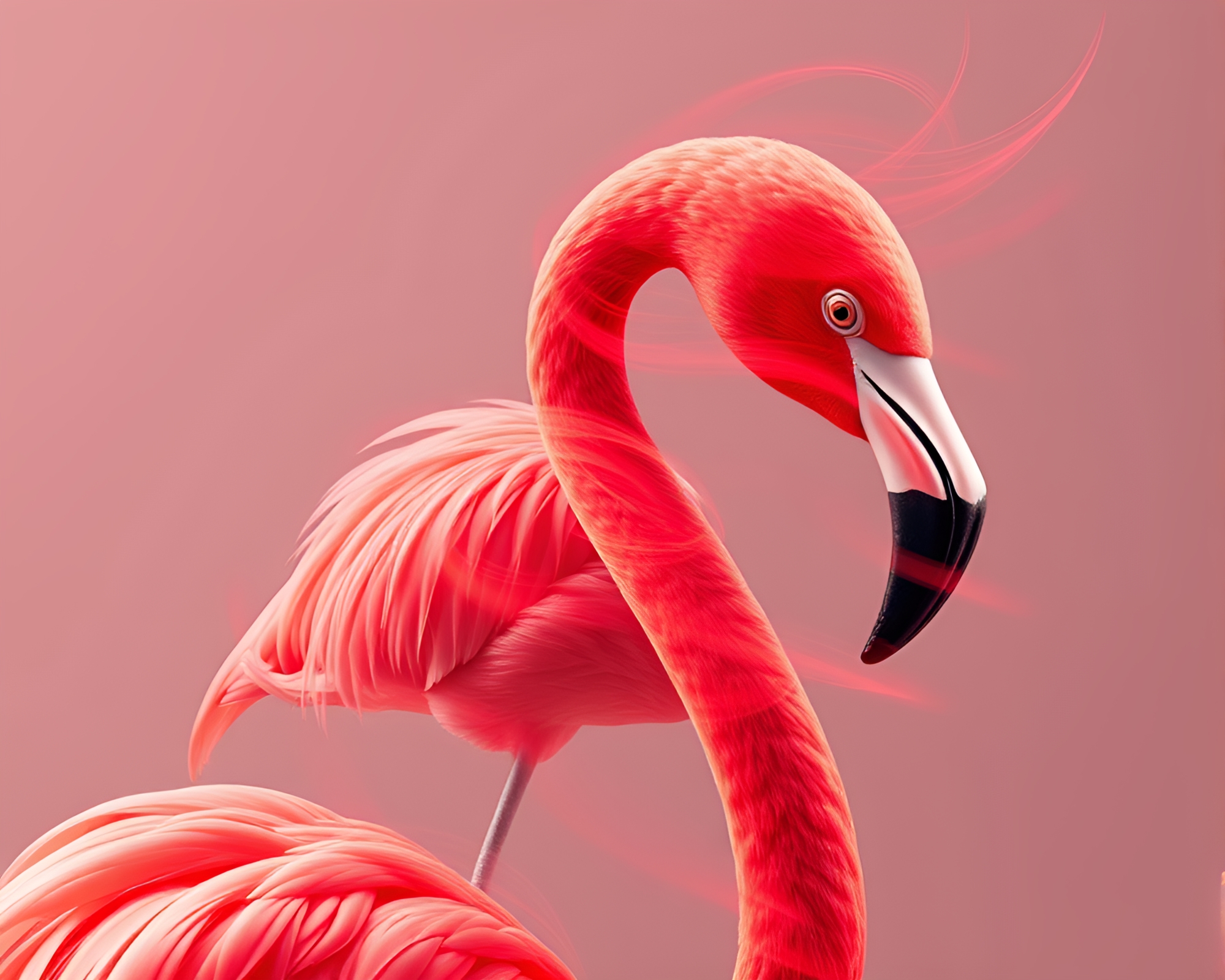 Flamingo double exposure in vibrant hair simulation – free AI stock image
