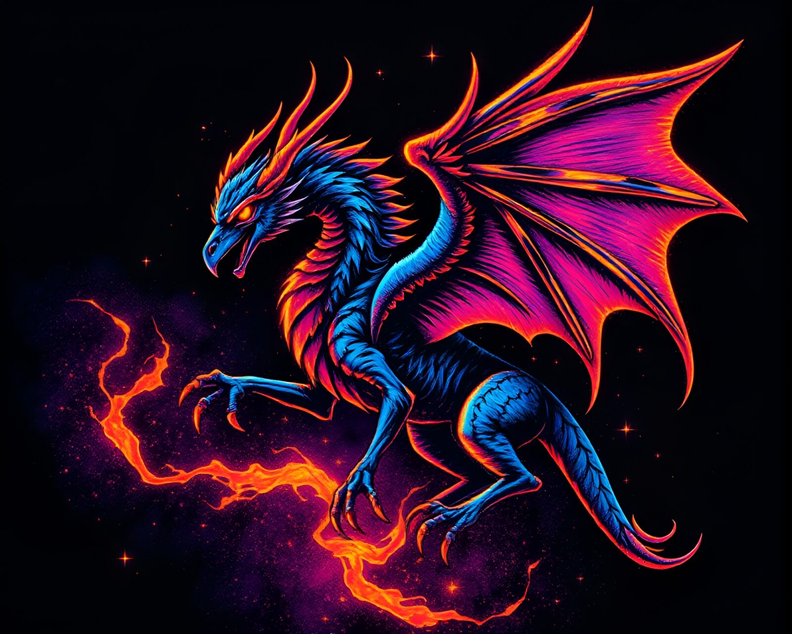 A majestic gryphon bathed in ultraviolet light against scratched tattoo textures