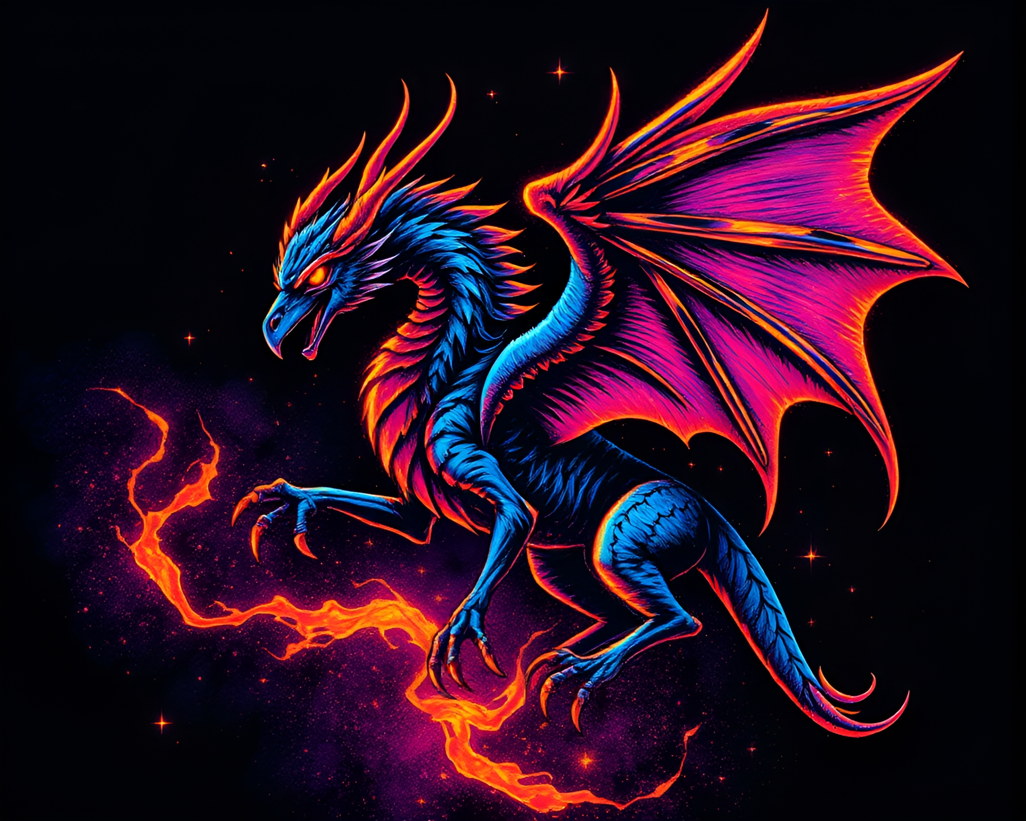Mystical Gryphon in Ultraviolet Light with Scratch Tattoo Texture – free AI stock image