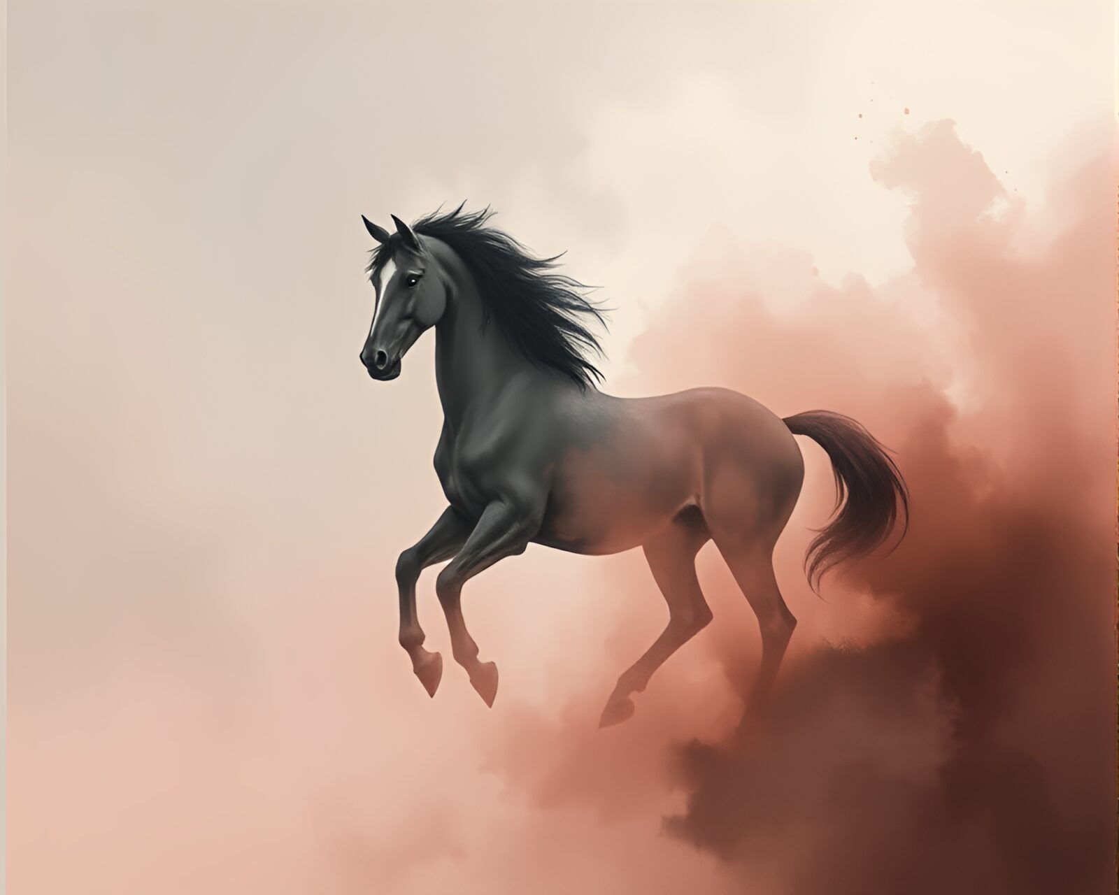 Expressionist painting of a mystical centaur in a smoky haze