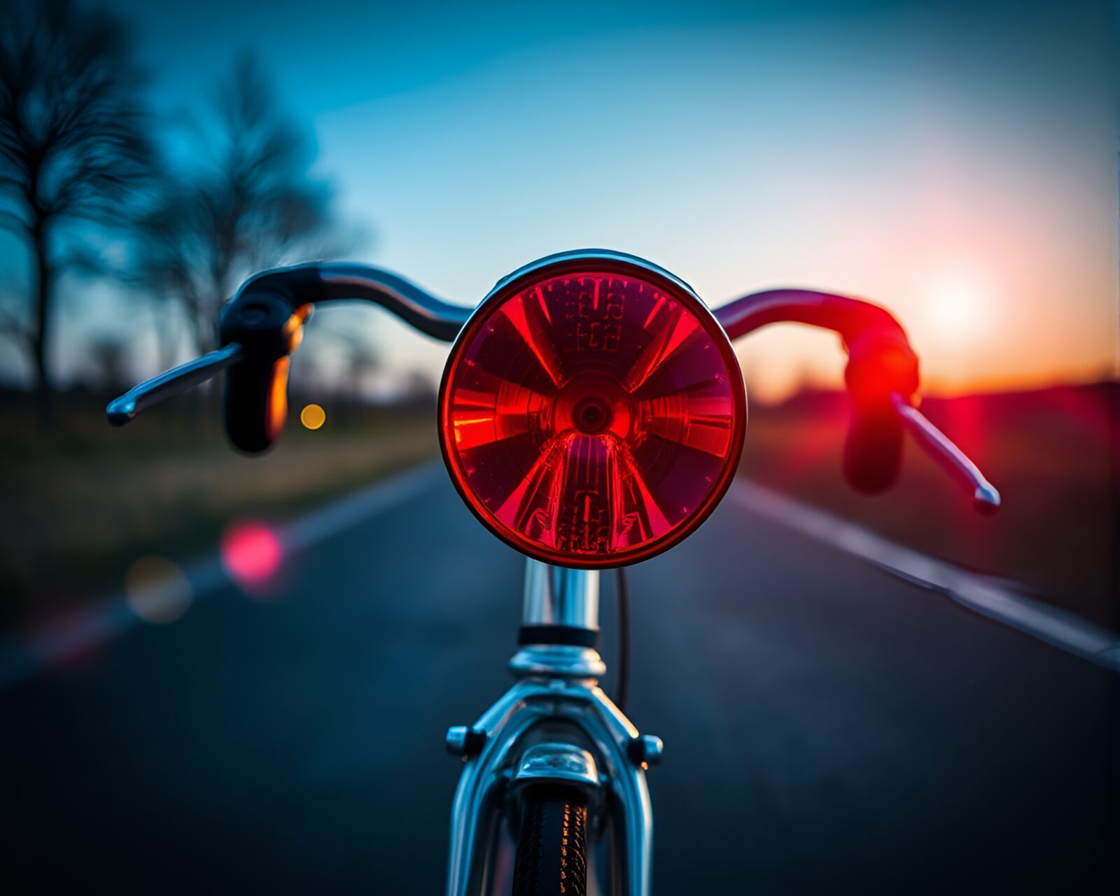HDR photo of a stylish ruby red bicycle with colorful distortion