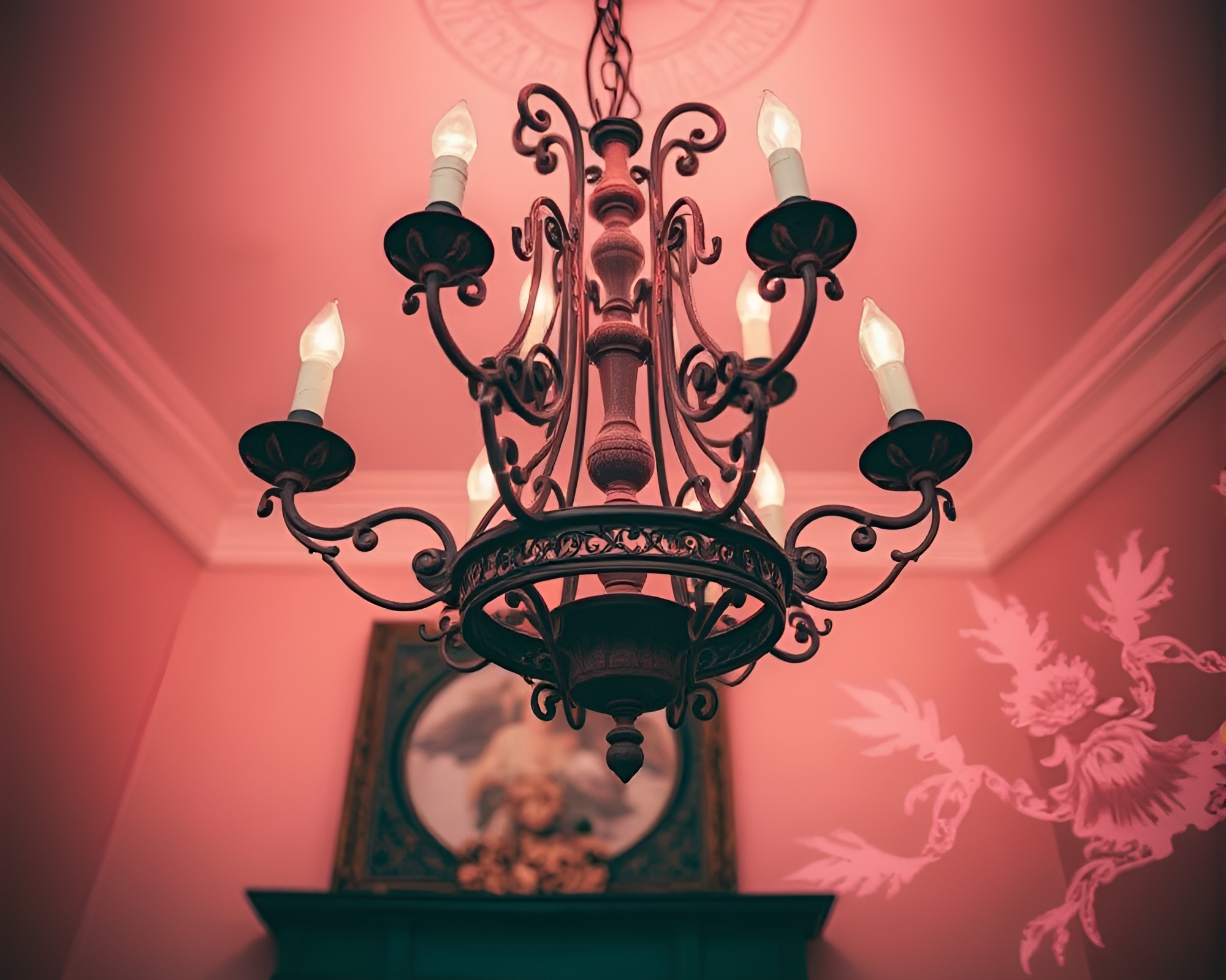 Enigmatic Victorian Chandelier in Infrared Portrait – free AI stock image