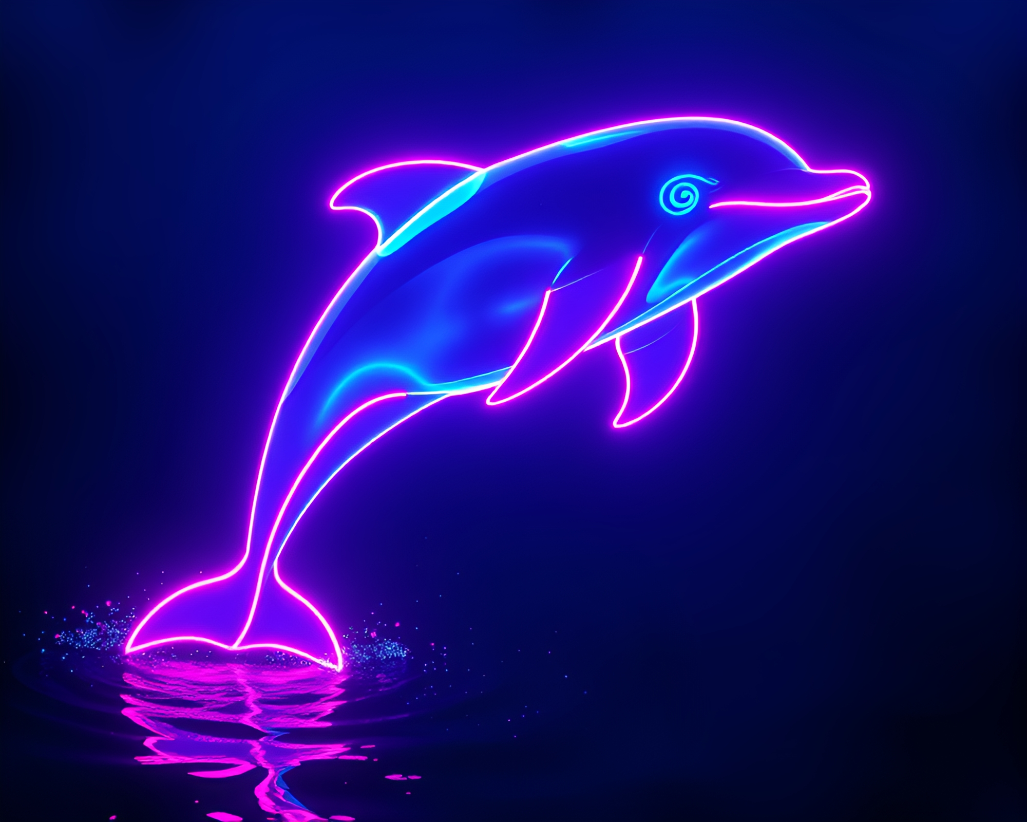 Neon Wireframe Amazon River Dolphin Film Noir Artwork – free AI stock image