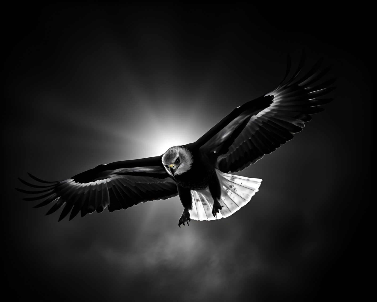 Eagle soaring in torchlight glow, motion capture style