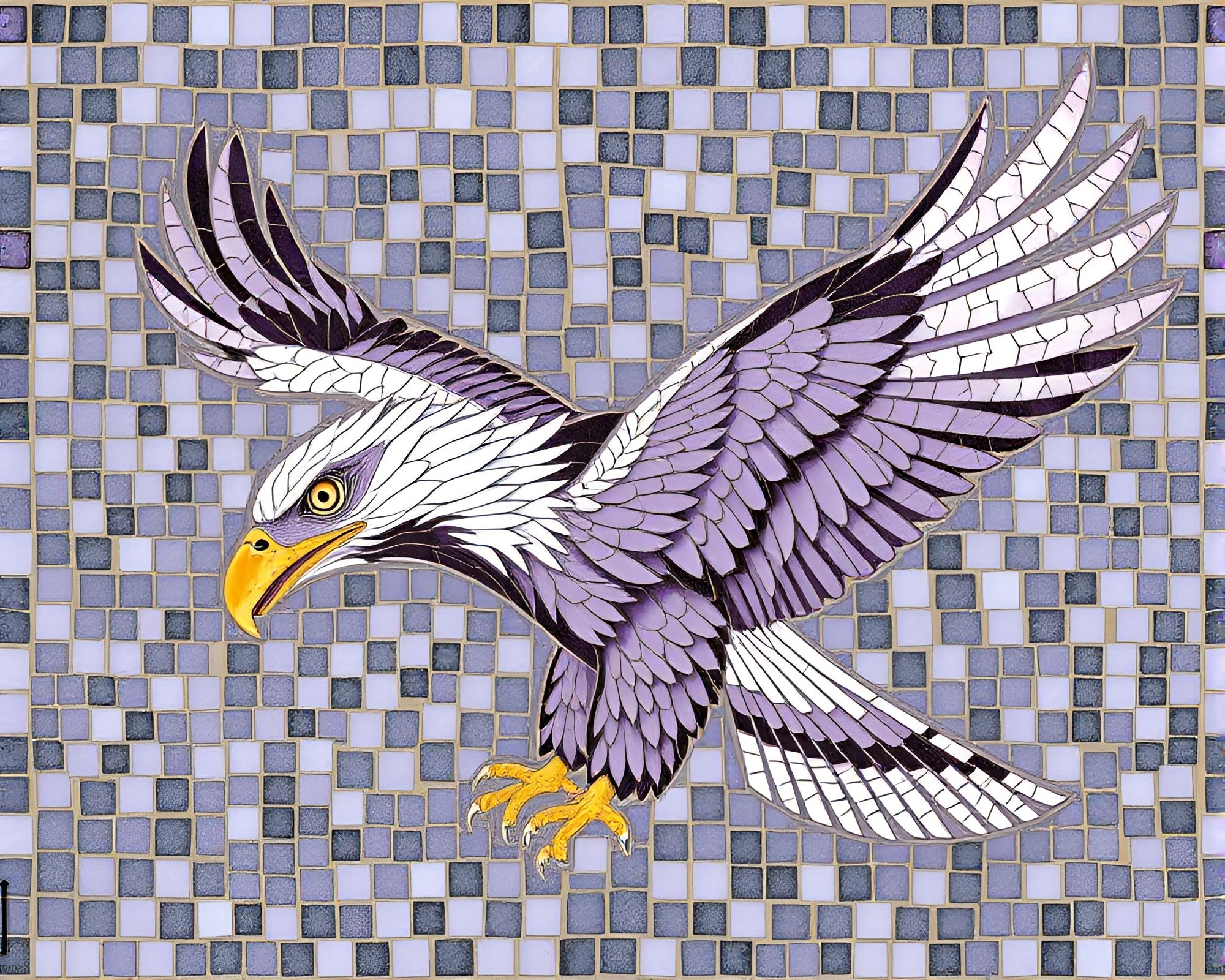 Twilight Eagle Mosaic Grisaille Masterpiece – free AI stock image